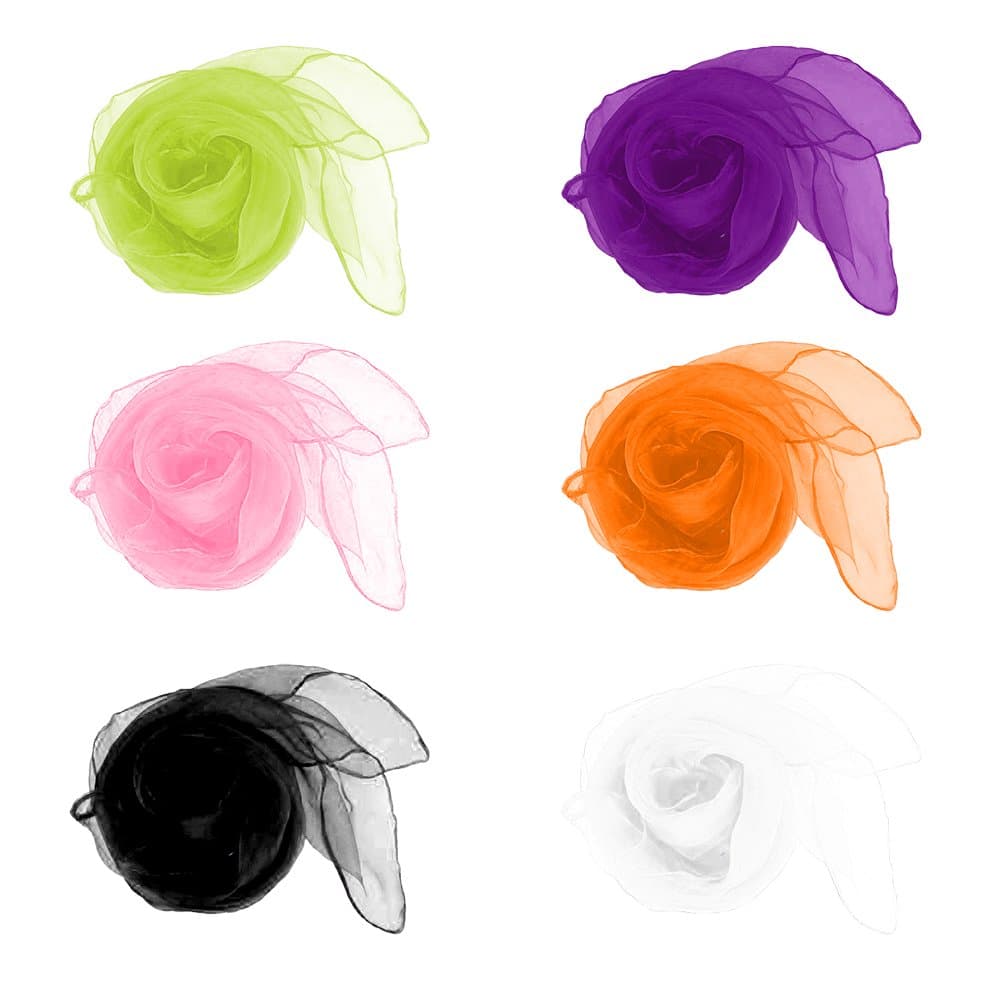 Doitsa Pack of 12 Multi-Coloured Solid Colour Small Square Hemmed Scarves - for Juggling, Dance, Etc - Great for Children - 60 x 60 cm