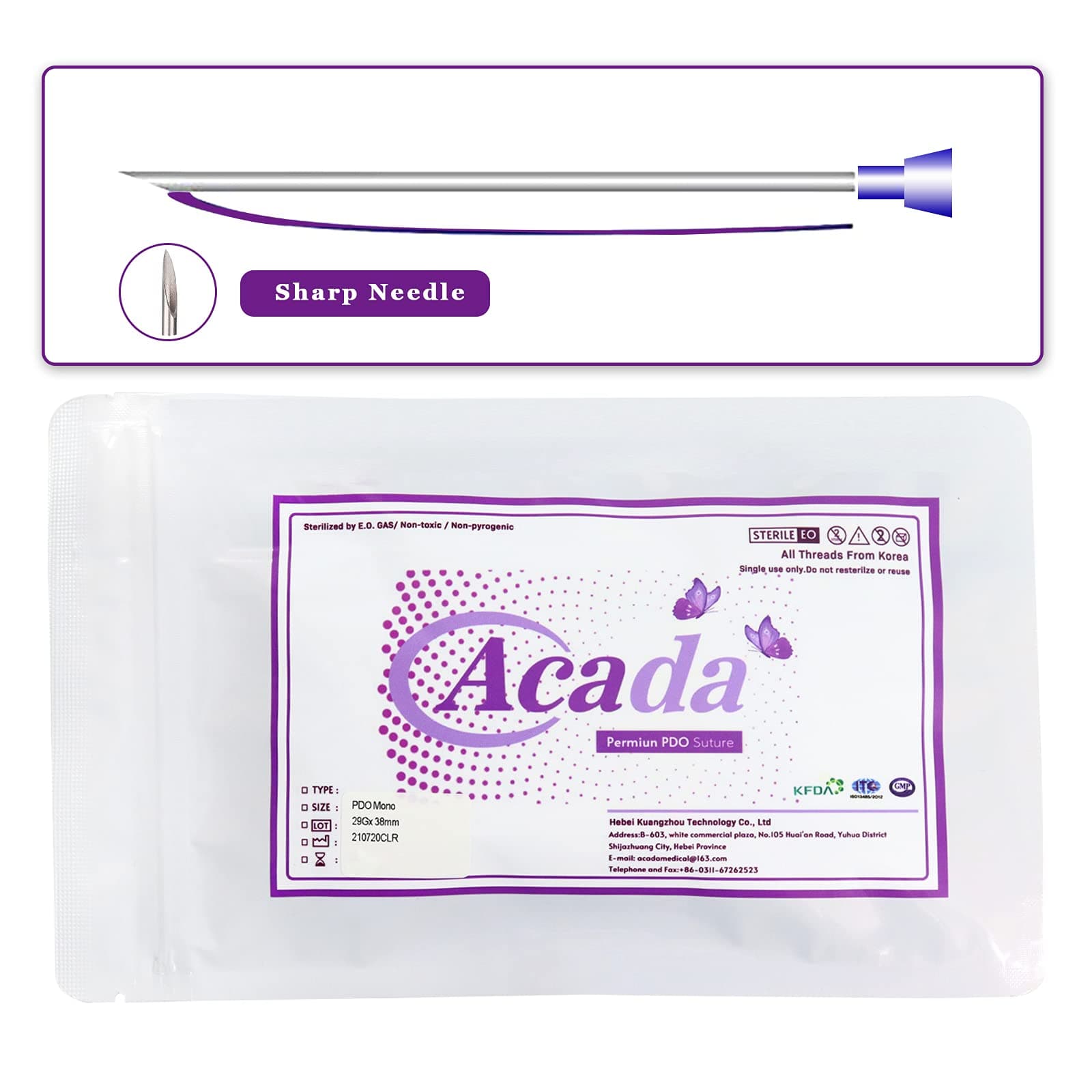 PHYMAT Acada Pdo Threads, Mono Threads 26G60mm, Threads for Face, Pdo Smooth Threads for Face, Thread Lift, Production of Collagen 20Pcs