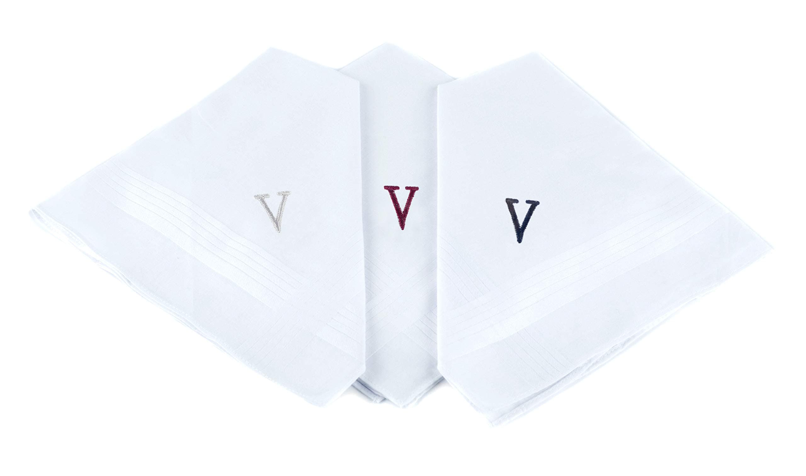 Initial Handkerchief for Men, Monogrammed Boxed 3 Piece Set,100% Cotton