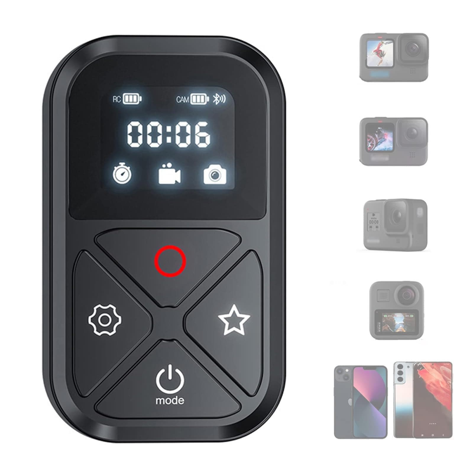 Smart Wireless Remote Control For Gopro Max Mini Hero 12 11 10 9 8, With Lcd Indicator Magnet Charger Port Hand Strap Go Pro Camera Accessories (Black)