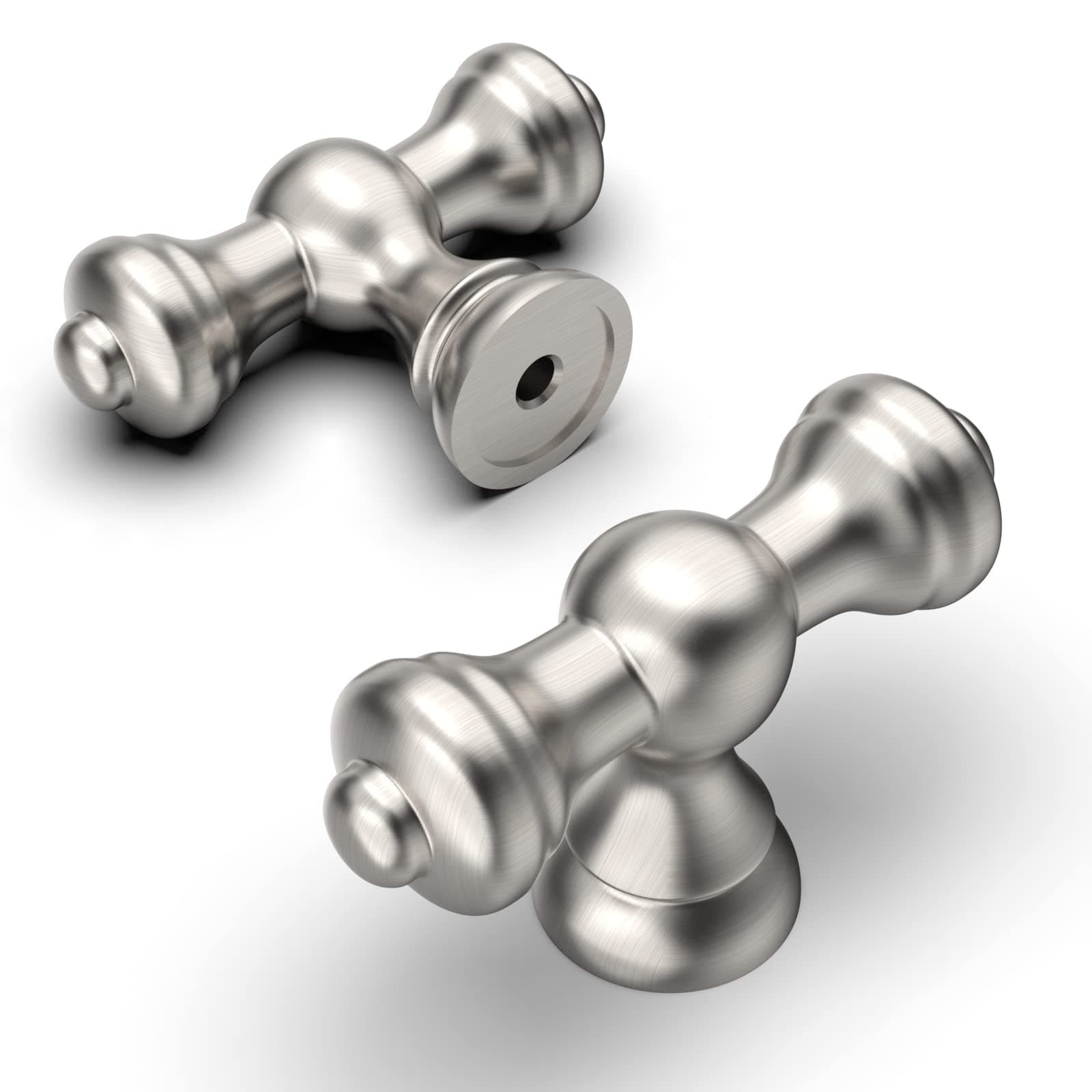 Amerdeco 10 Pack Brushed Satin Nickel Kitchen Cabinet Knobs 2.1 Inch(53mm) Single Hole Cabinet Handles Dresser Knobs Drawer Knobs and Pulls for Bathroom Cabinets