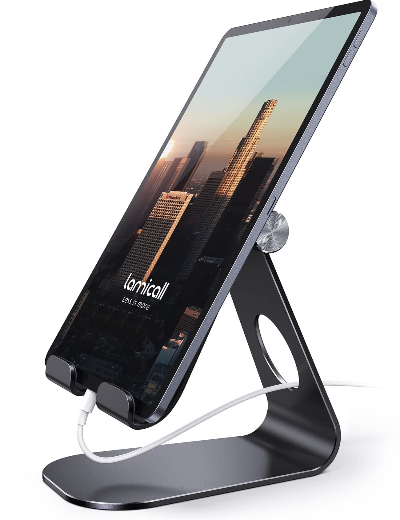 Lamicall Tablet Stand, Adjustable Tablet Holder - Desktop Stand Dock Compatible for 4-13" Tablets, iPad Pro 11, 9.7, 10.5, 12.9 Air Mini, Kindle, Tab, iPhone 17 Pro Max, Switch - Black