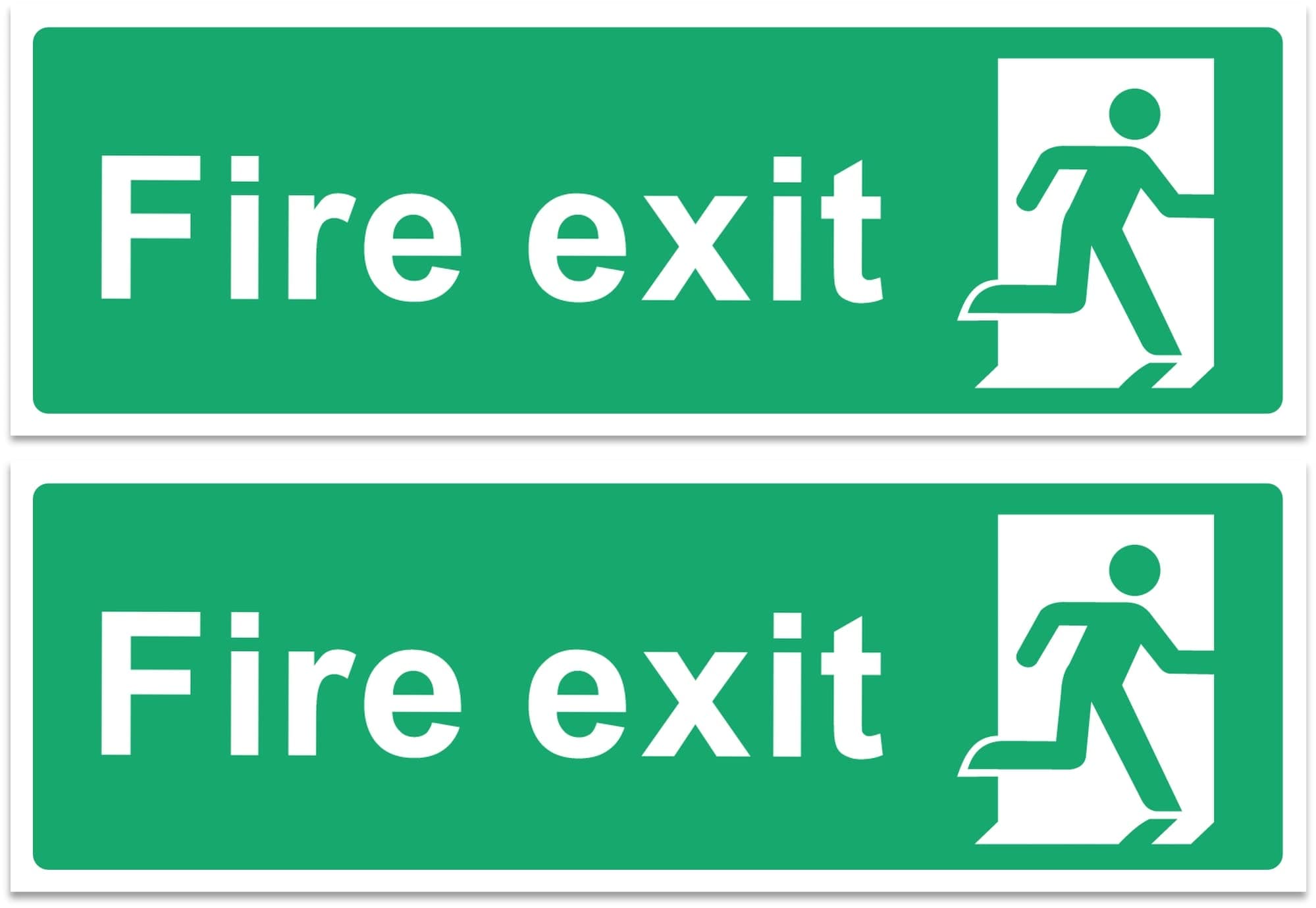 Rubigo – 1/2/4/6 Pack Fire Exit Sign - No Arrow – Safety Signs - 30x10cm Self Adhesive Vinyl Sticker, Easy Application Fire Door Emergency Exit Signage (2)