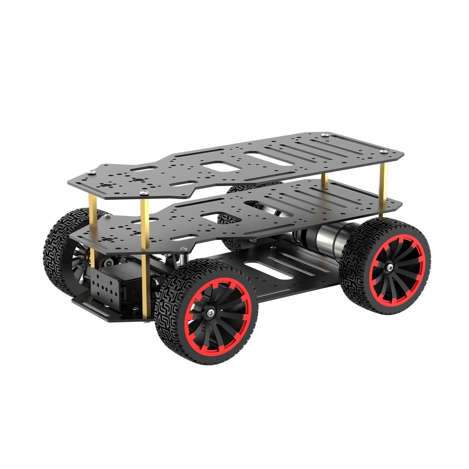 Ackermann Chassis Encoder Motor Robot Car Kit, Full-Metal Smart Car Chassis for Arduino/Raspberry Pi/Jetson ROS Robot DIY Remote Control Robotic Car Learning Kit (Double Layer)