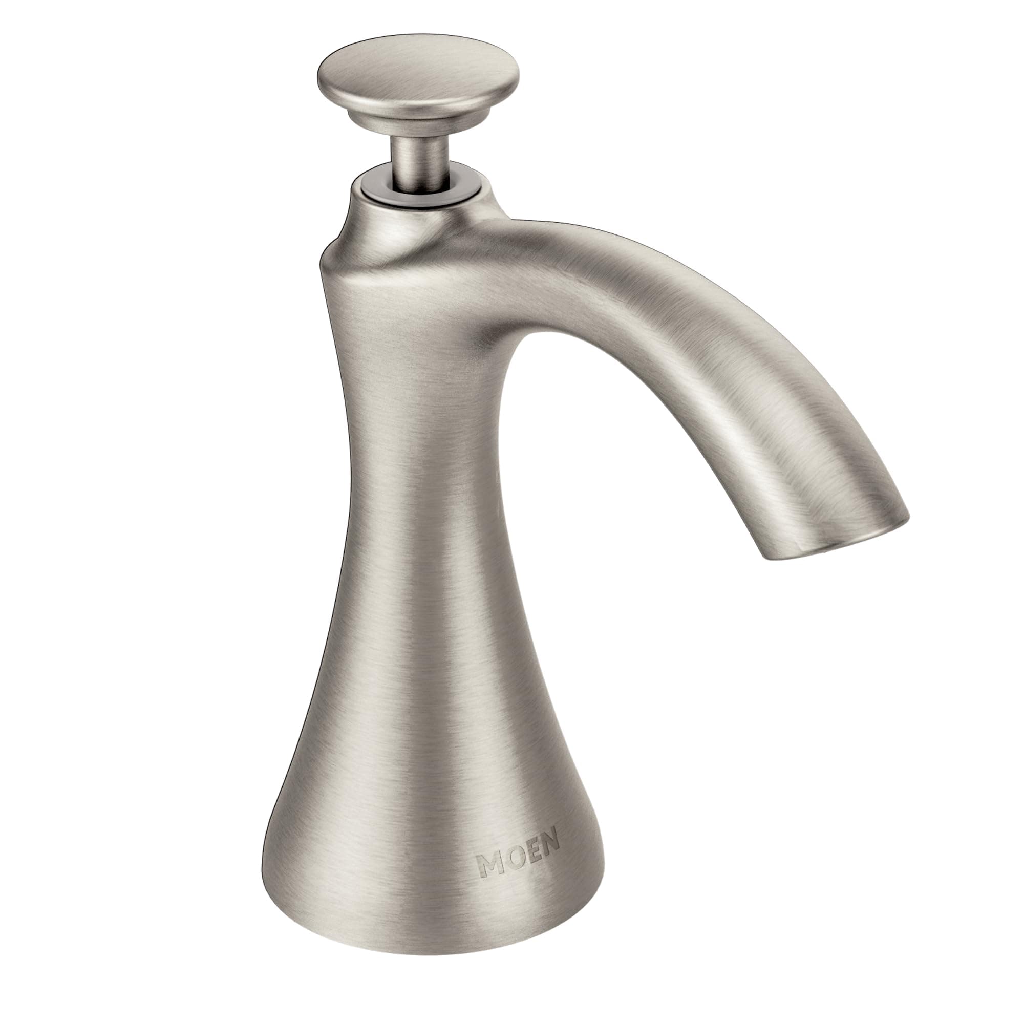 Moen Spot Resist Stainless Transitional Deck Mounted Kitchen Soap Dispenser with Above the Sink Refillable Bottle, S3946SRS