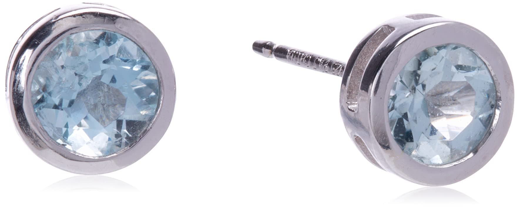 Sterling Silver Genuine and Created Gemstone 5mm Bezel Set Birthstone Stud Earrings