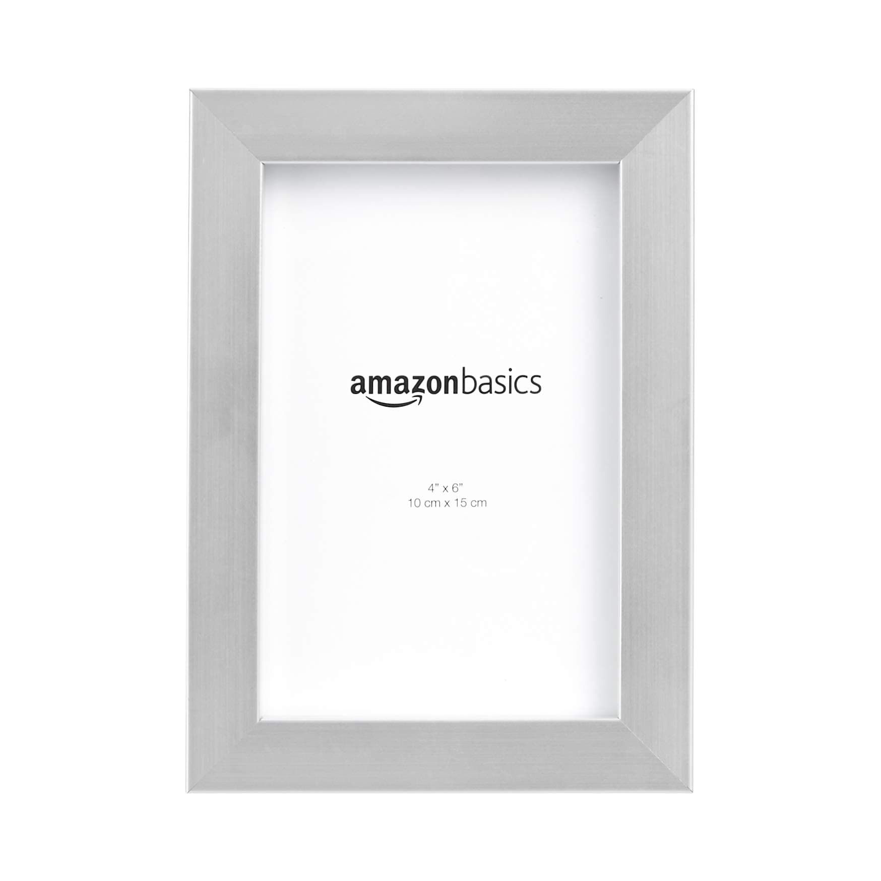 Amazon Basics Rectangular Photo Picture Frame, 10.16 CM x 15.24 CM, Pack of 2, Nickel