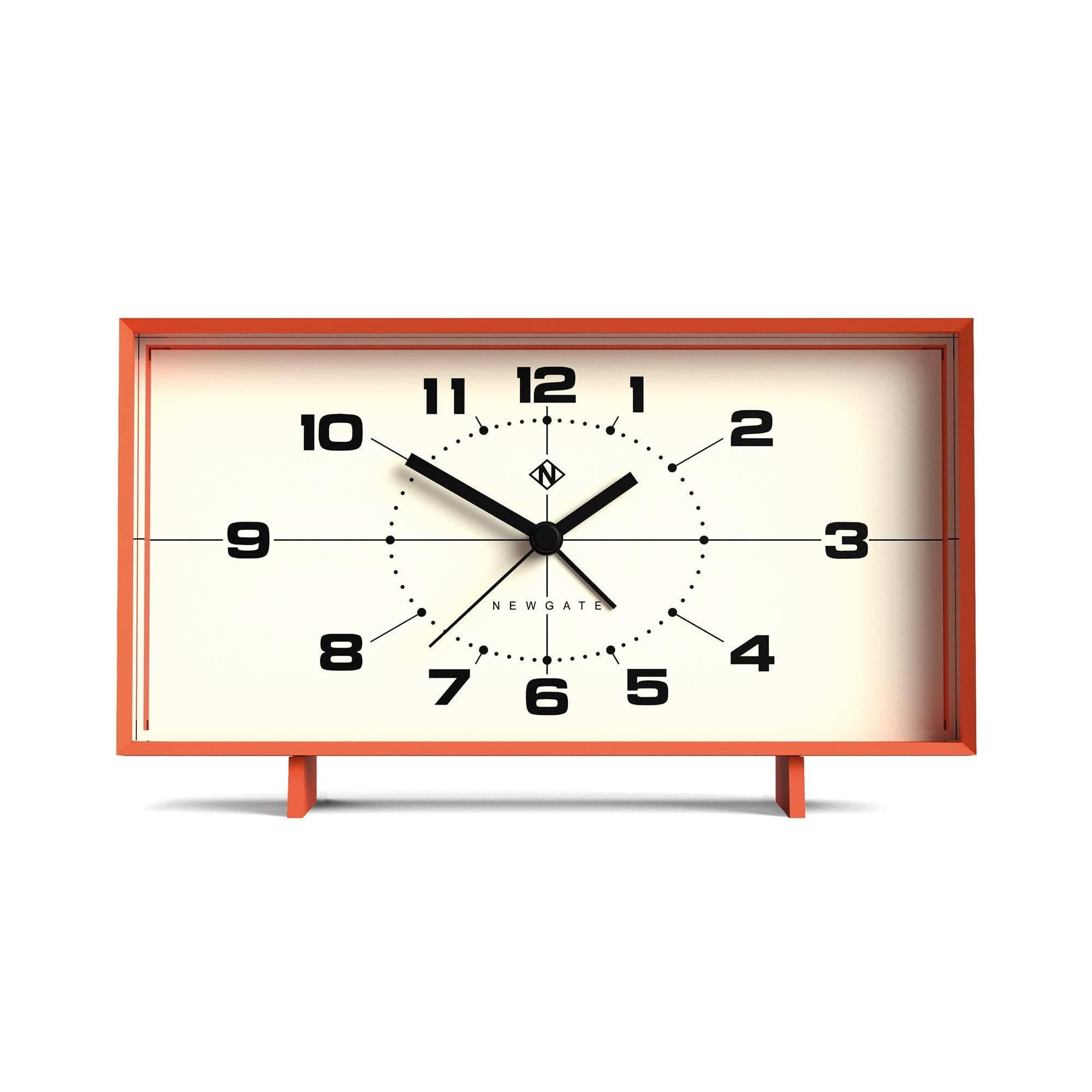 NEWGATE® Wideboy alarm clock | Rectangular retro design | Pumpkin orange | Mid century dial | Ideal for bedside, desk, mantel or shelf | Retro bedroom & office accessory