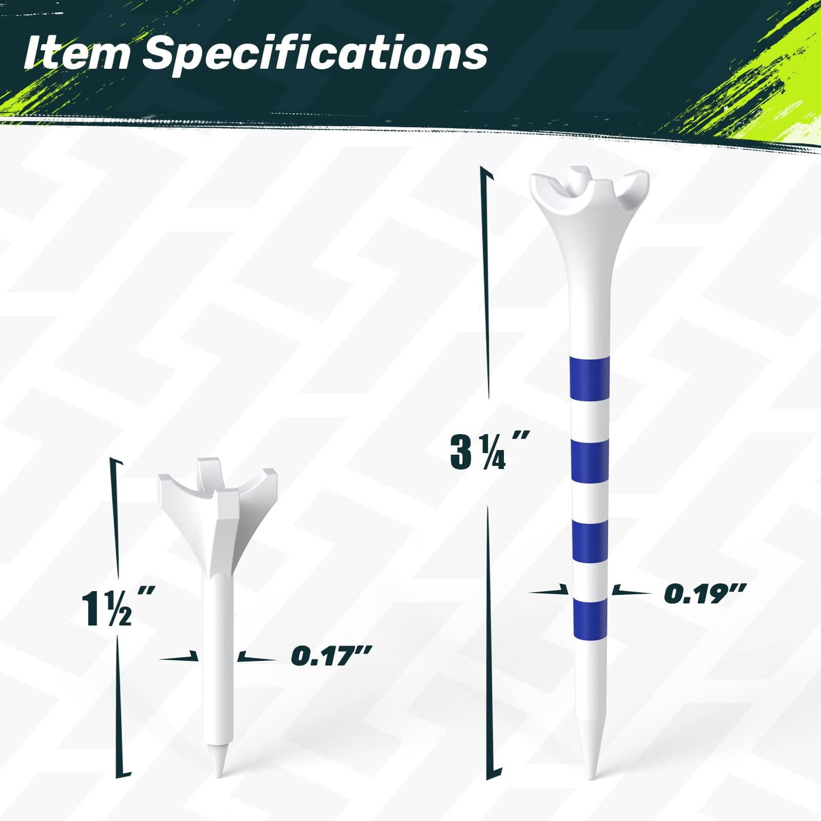 SAPLIZE Professional 120 Pack Plastic Golf Tees (100 Driver Tees + 20 Iron/Hybrid Tees), Low Friction & Resistance, 4 Prong Golf Tees