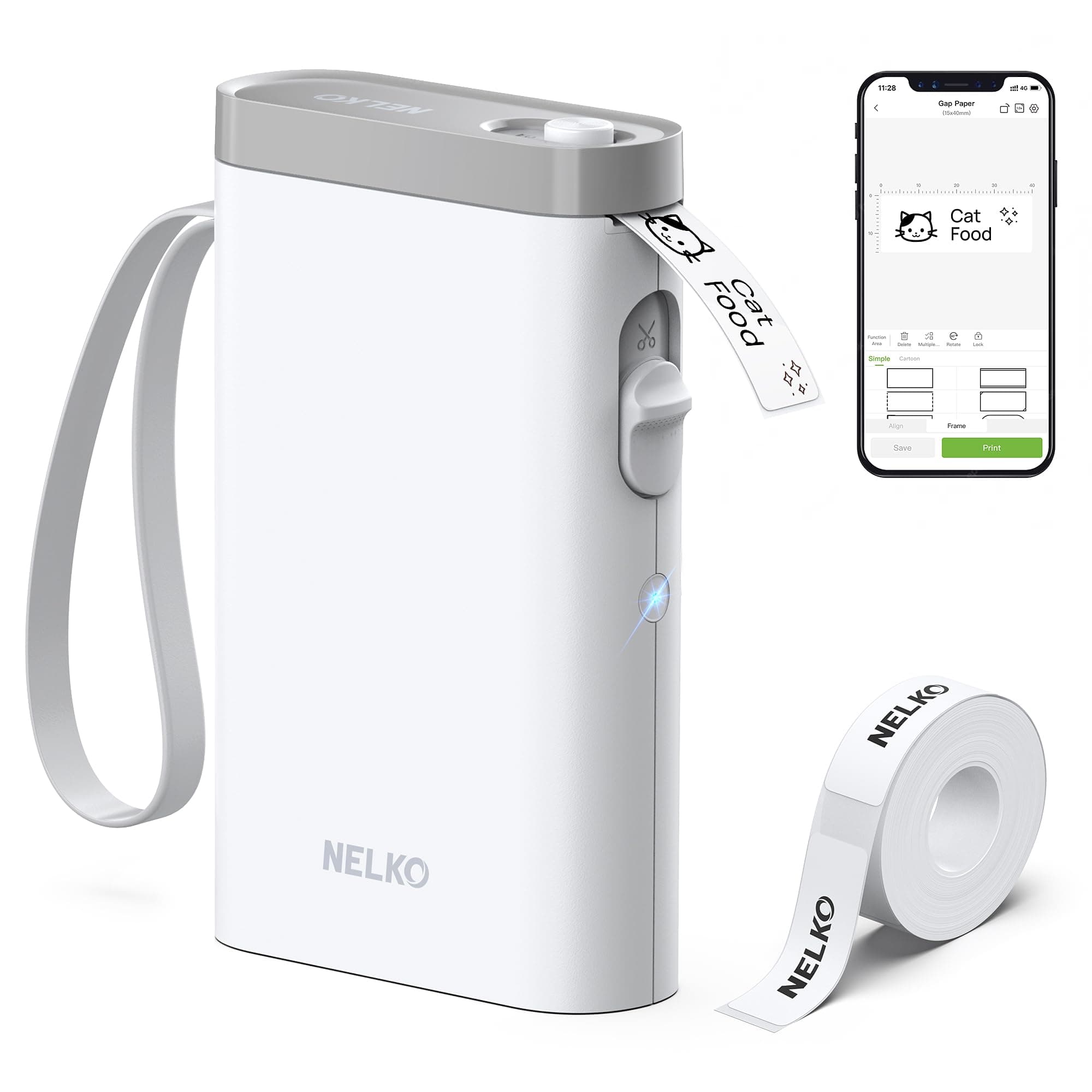 Nelko Label Maker Machine with Tape, P21 Bluetooth Label Printer, Wireless Mini Label Makers with Multiple Templates for School Office Home, White
