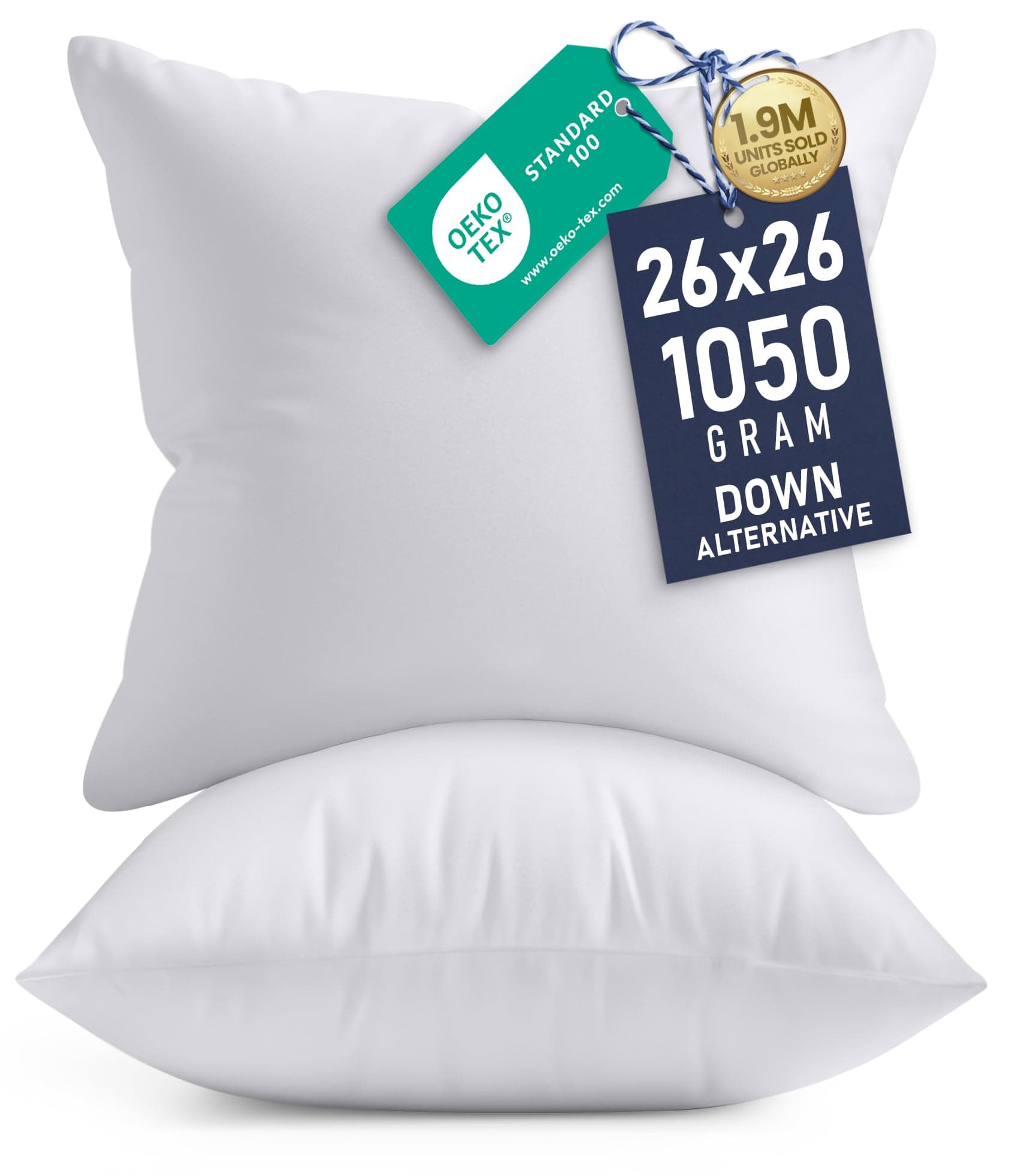 Utopia Bedding Throw Pillows Insert - Bed and Couch Pillows - Indoor Decorative Pillows 26" x 26" (66 x 66 cm) White UB1322
