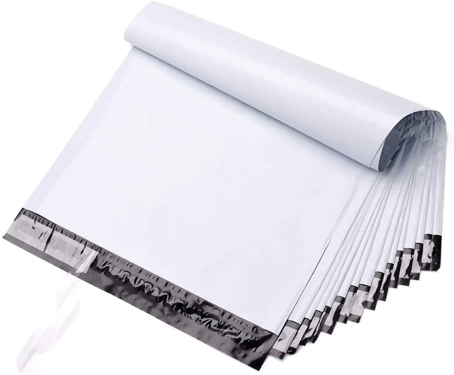KEYBEE 100pcs White Poly Mailer Envelope - Shipping Courier Storage Mailing for Clothing/Shirt/Jacket – Self Sealing Adhesive Waterproof and Tear-Proof Postal Bags (17 * 30CM)