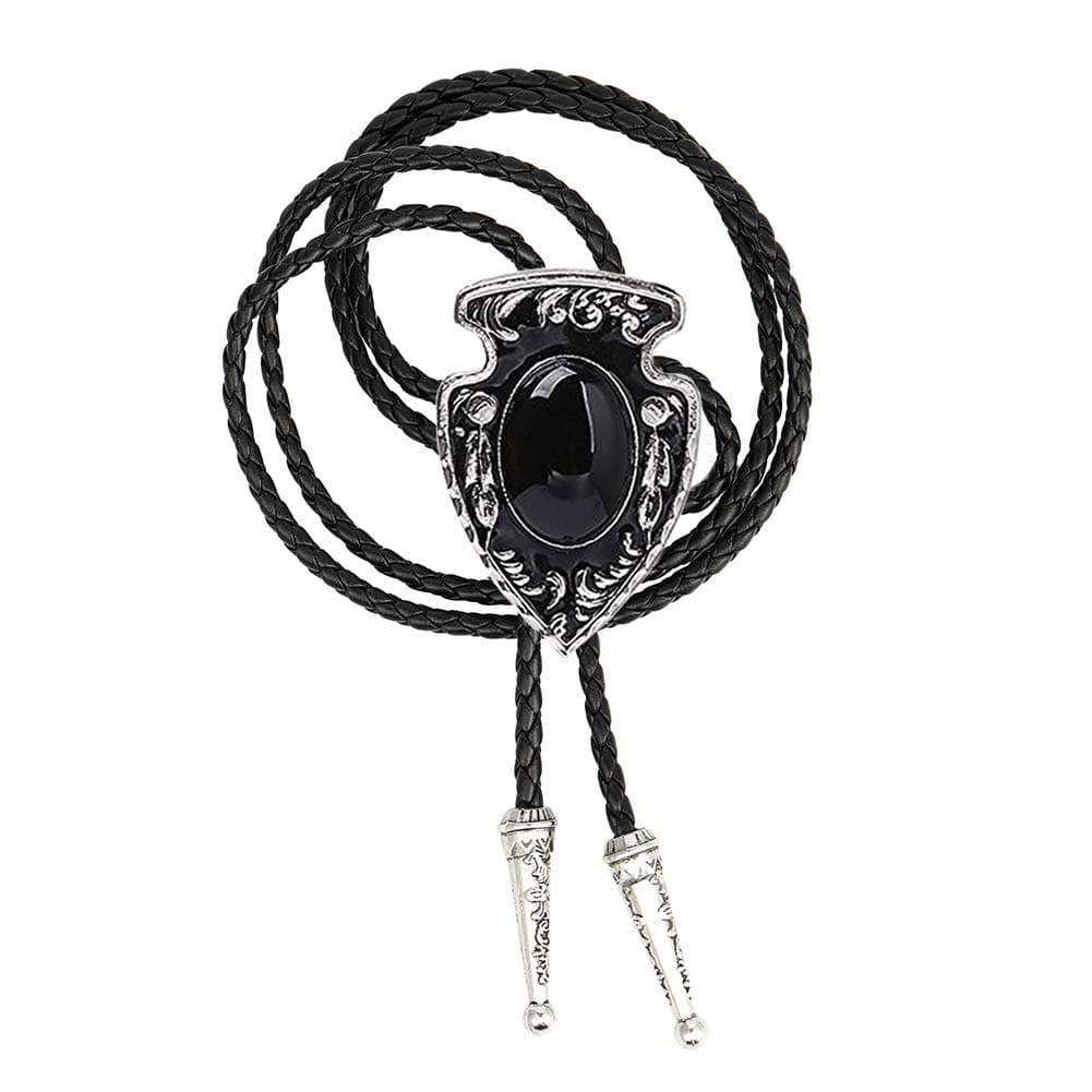 Black Bolo Tie for Men, Native American Western Cowboy Bolo Tie
