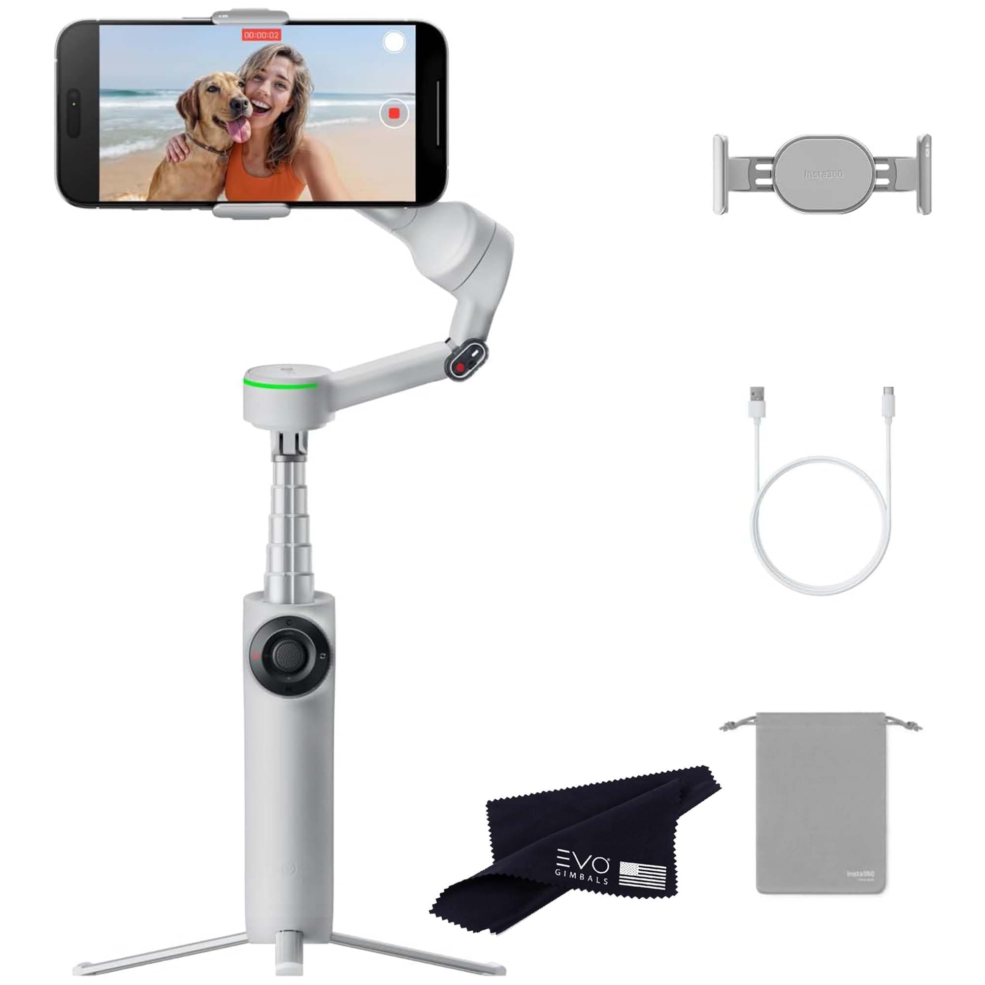 Insta360 Flow 2 Pro Grey - AI-Powered Smartphone Stabilizer, Auto Tracking Phone Gimbal, 200+ App Tracking with Apple DockKit, 3-Axis Stabilization, Built-in Tripod/Selfie Stick, Portable & Foldable