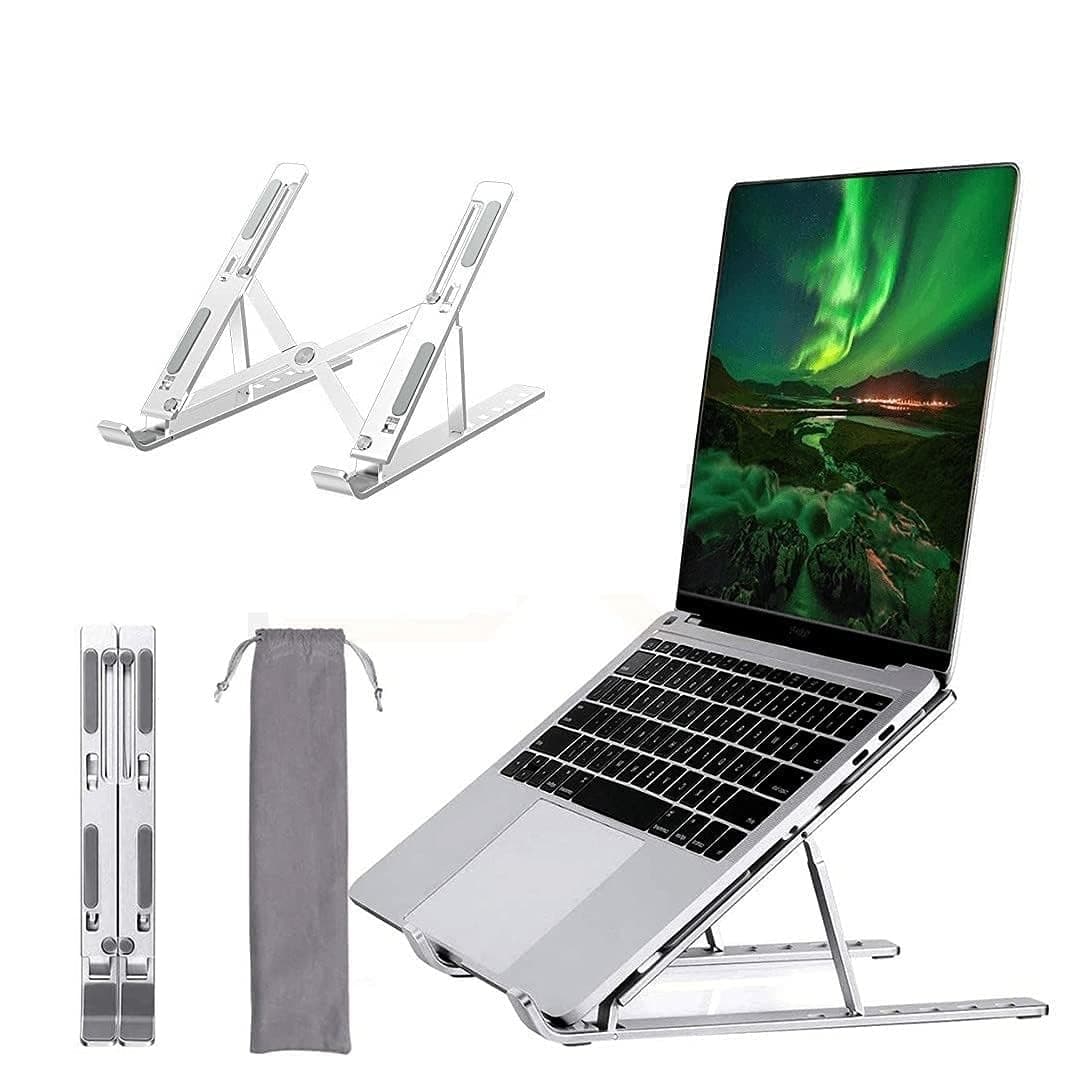 Dyazo Laptop Stand/Laptop Holder Riser/Computer Tablet Stand 6 Angles Adjustable Aluminum Ergonomic Foldable Portable Desktop Holder Compatible With Macbook, HP, Dell, Lenovo & All Other Notebook