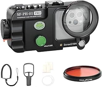 Seafrogs SF-PH-01 Pro Underwater Case with Red Filter, Waterproof Phone Housing for iPhone 15/14/13/12 Samsung Galaxy, 68x68mm Lens Window, 175x85mm Internal Space