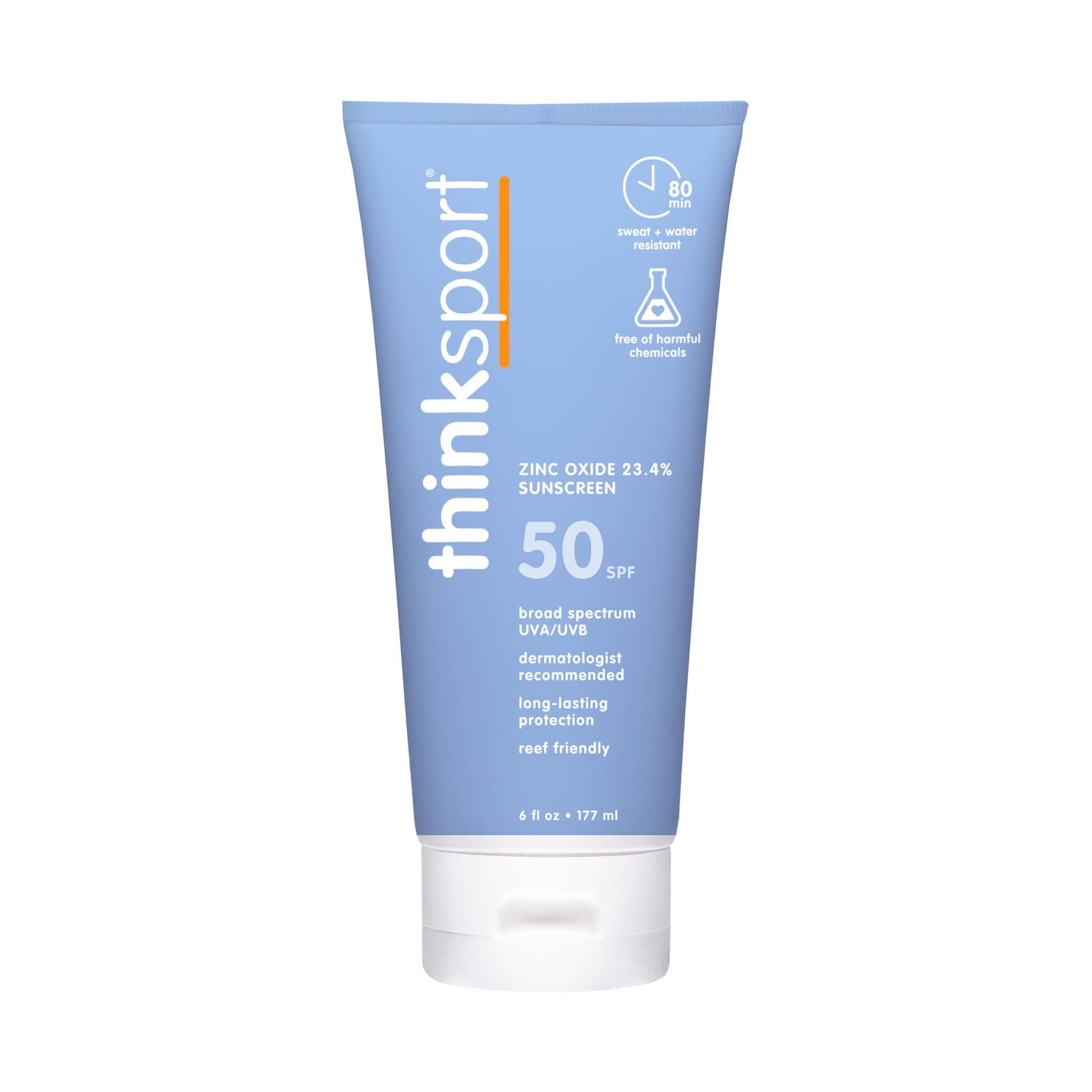 Thinksport SPF 50+ Mineral Sunscreen – Safe, Natural Sunblock for Sports & Ac...