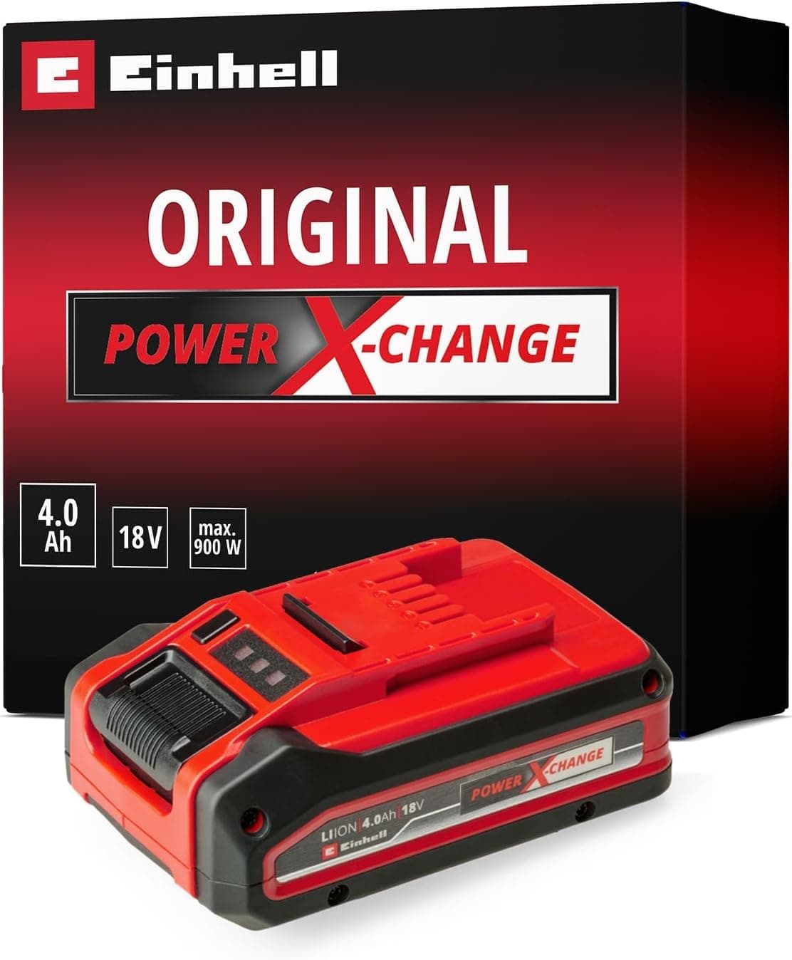Einhell Power X-Change Plus 18V, 4.0Ah Lithium-Ion Battery - 2nd Generation, Extra Power For Intensive Operation - Universally Compatible With All Einhell PXC Power Tools And Garden Machines
