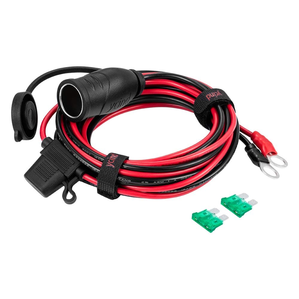 3/8" Ring Eyelet Terminal to Female Cigarette Lighter Socket Battery Boost Cable Heavy Duty 30A Fuse 12V/24V 12AWG Cord 6Ft