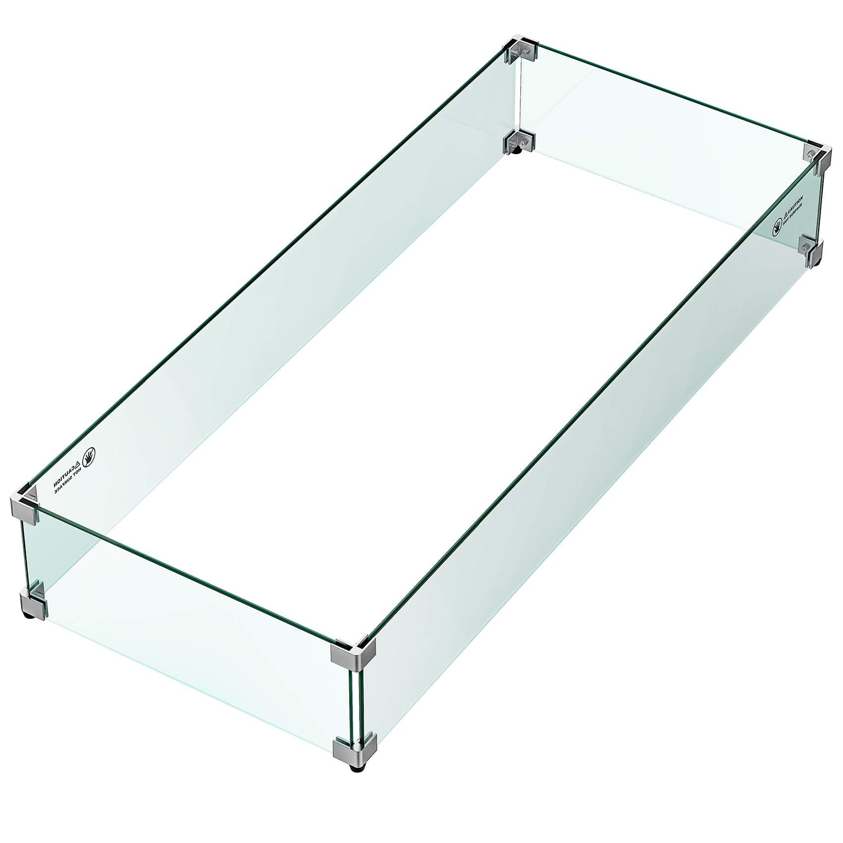 Skyflame42" X 18" Rectangular Fire Pit Glass Wind Guard Replacement for Outdoor