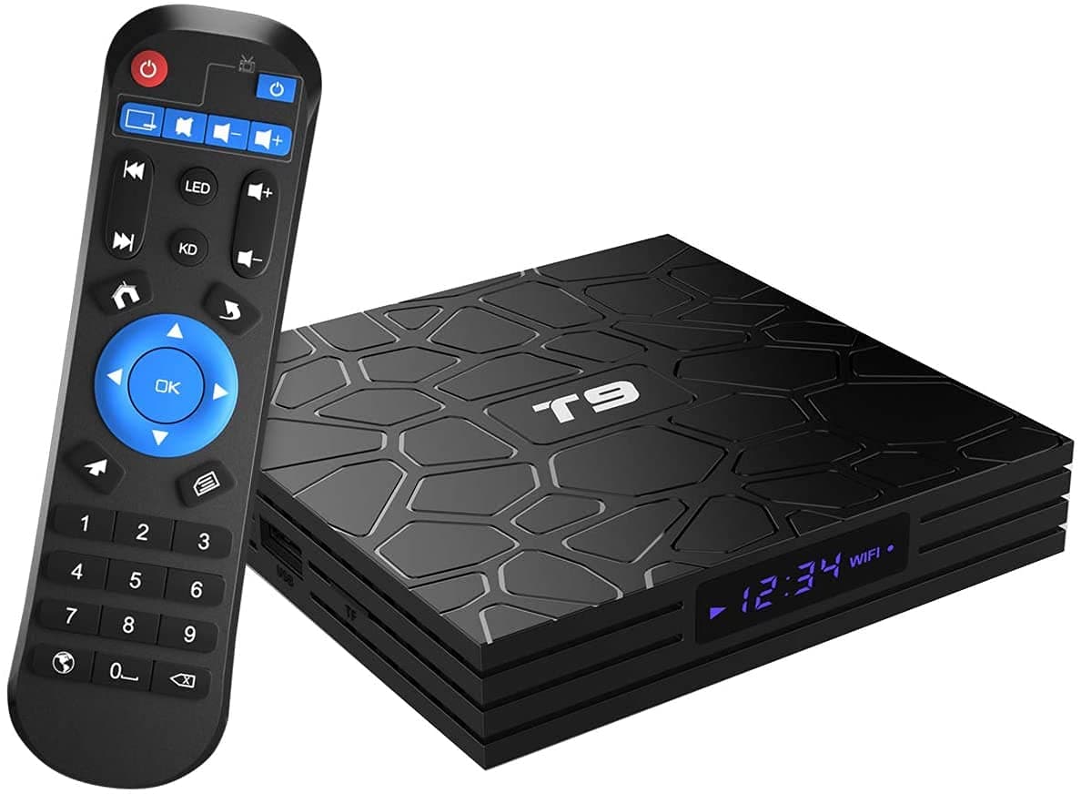 Android 9.0 TV Box, T9 Android Box 4GB RAM 32GB ROM RK3318 Quad-core Cortex-A53 BT4.0 2.4Ghz / 5.0Ghz WiFi Support 4k2k Ultra H.265 Smart Set- Top TV Box