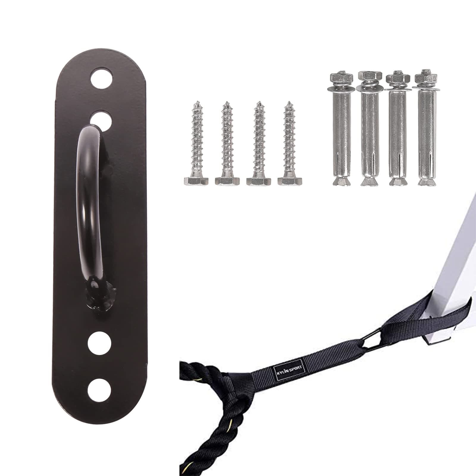 ZUKAM Battle Rope Anchor, Wall/Ceiling Mount Kit, Bracket Hook for Suspension Straps, Olympic Rings, Yoga Swing & Hammock, Gymnastic Rings, Body Weight Strength Training Systems (1 Pack)