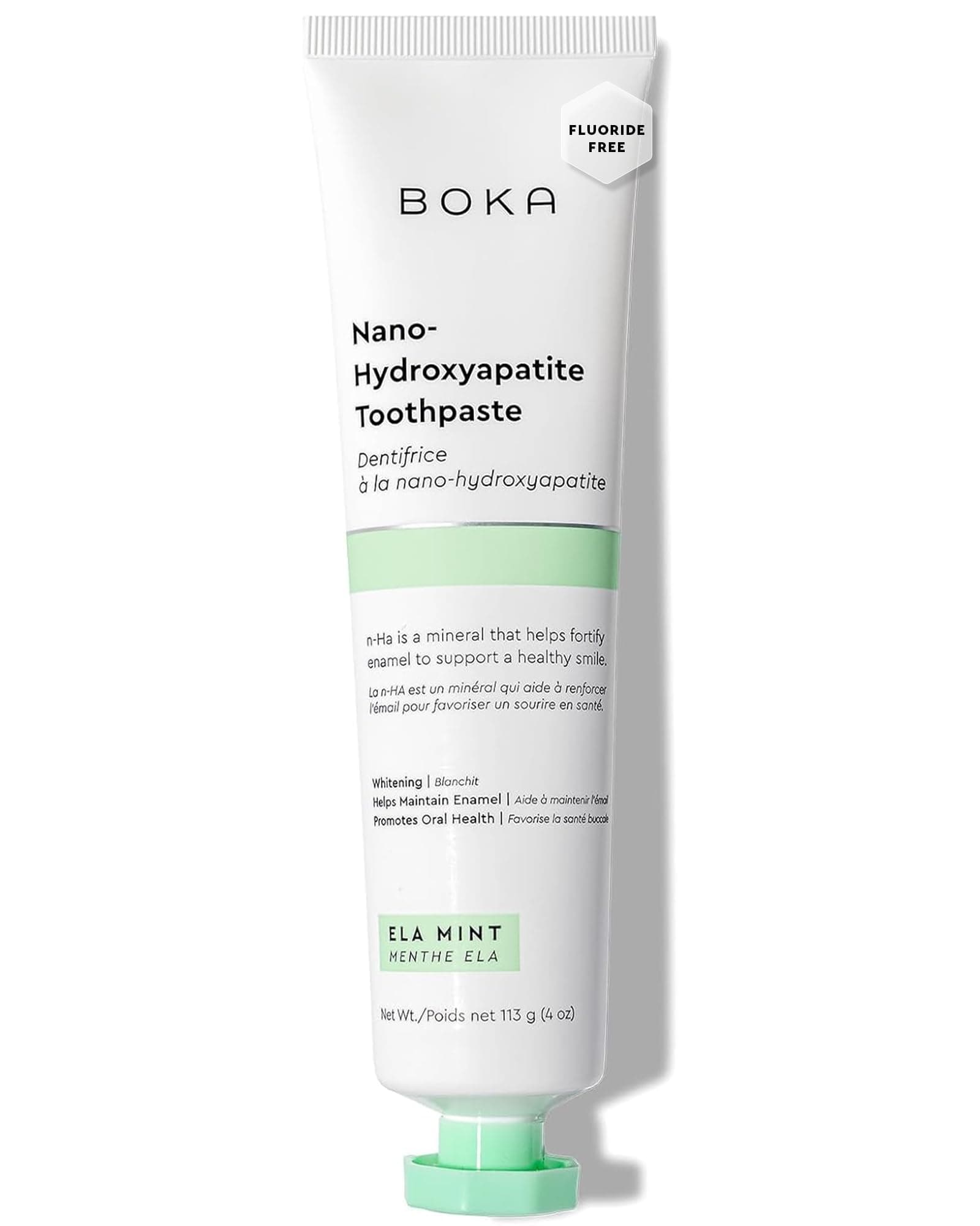 Boka Fluoride Free Toothpaste, Nano Hydroxyapatite Toothpaste, Appropriate for Sensitive Teeth - for Adult Oral Care - Ela Mint Flavor, 4 Fl Oz 1Pk US Manufactured