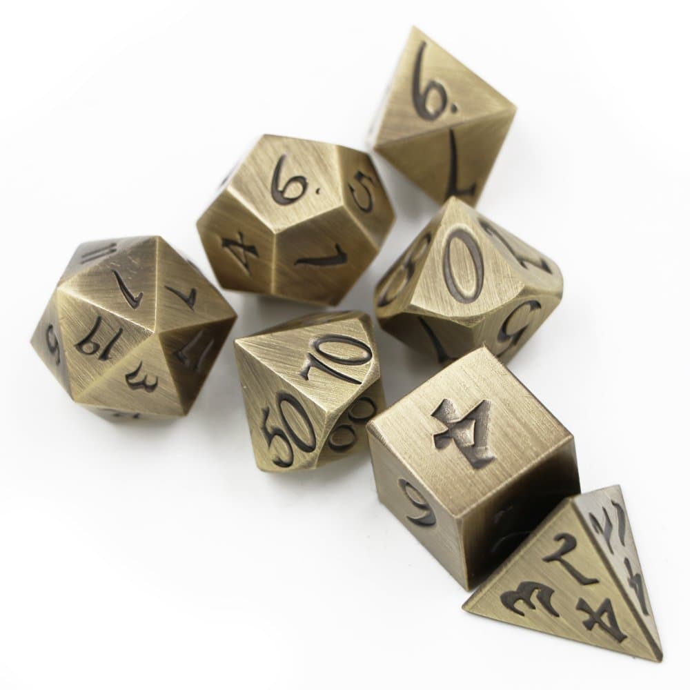 Dungeons & Dragons 7pcs/set Creative RPG Game Dice D&D Metal Dice DND New Font Ancient Bronze Color