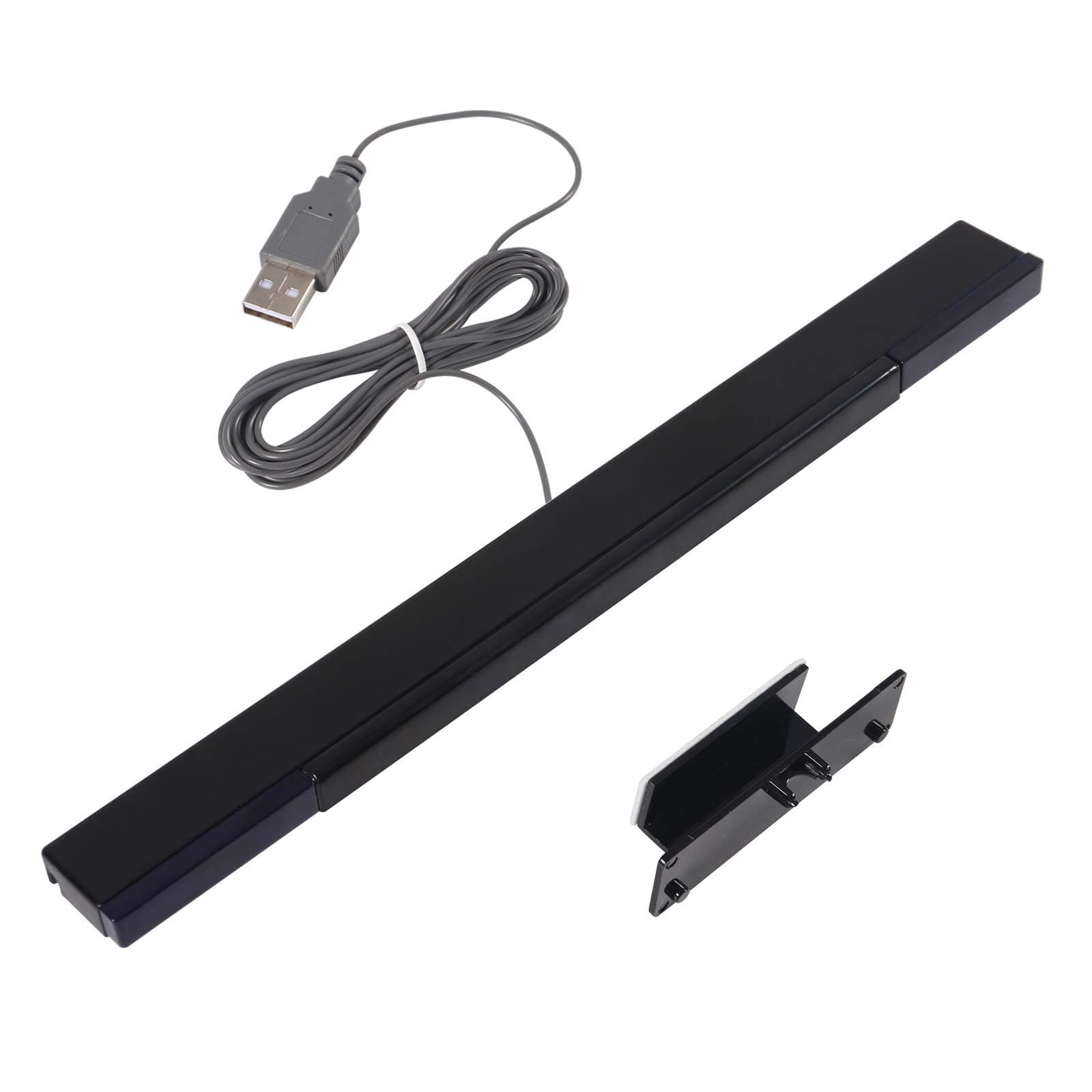 Aokin USB Sensor Bar for Wii, Replacement USB Wired Infrared Ray Sensor Bar for Nintendo Wii, Wii U, Includes Stand, Black