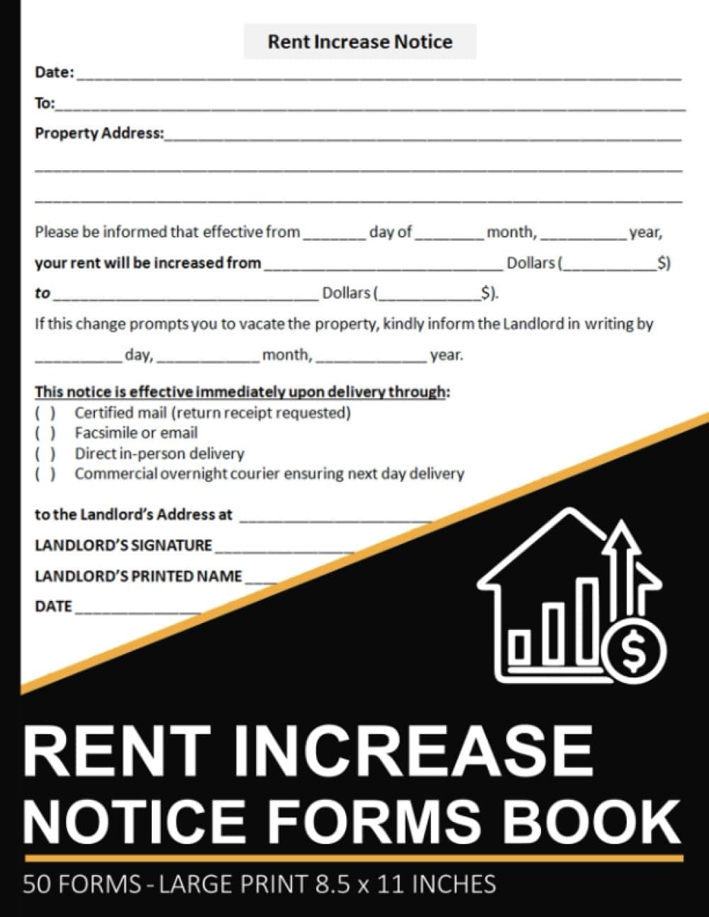 Rent Increase Notice Forms Book: Tenancy Fee Increase Notification Form | Rent Increase Notice Letters for Landlords to Notify Tenant Fee Changes | 50 Forms