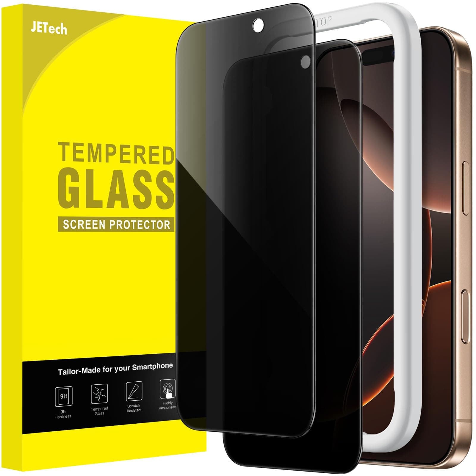 Privacy Screen Protector for iPhone 16 Pro Max 6.9-Inch, Anti-Spy Tempered Glass Film with Easy Installation Tool, 2-Pack