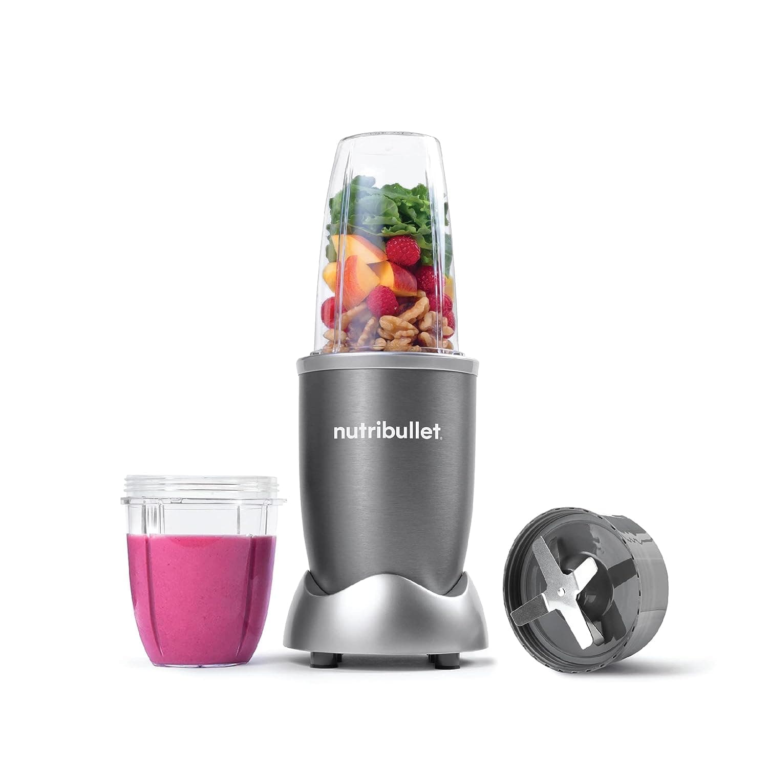 NutriBullet 600 Watts, 3pc Accessories, Multi-Function High Speed Blender, Mixer System With Nutrient Extractor, Smoothie Maker, Grey, NBR-0612,1 year limited warranty