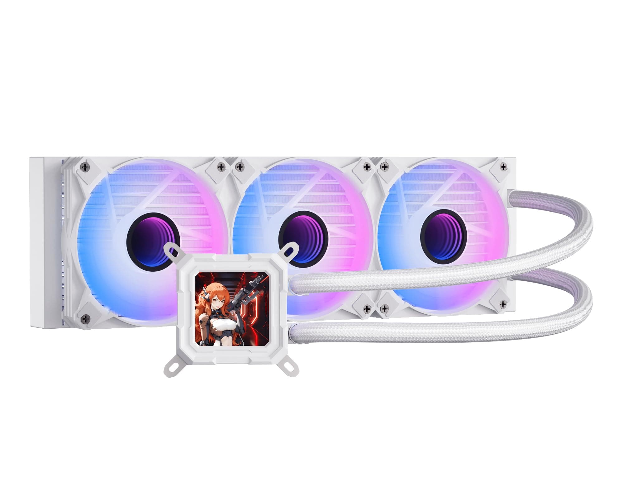 darkFlash DV360S All-in-one Liquid CPU Cooler, 3.2” LCD Screen with 320 * 320 Resolution, ARGB Sync, PWM Fans 360mm Radiator, CPU PC Aio Cooler Compatible with Intel 1851/1700, AMD AM4/AM5 (White)