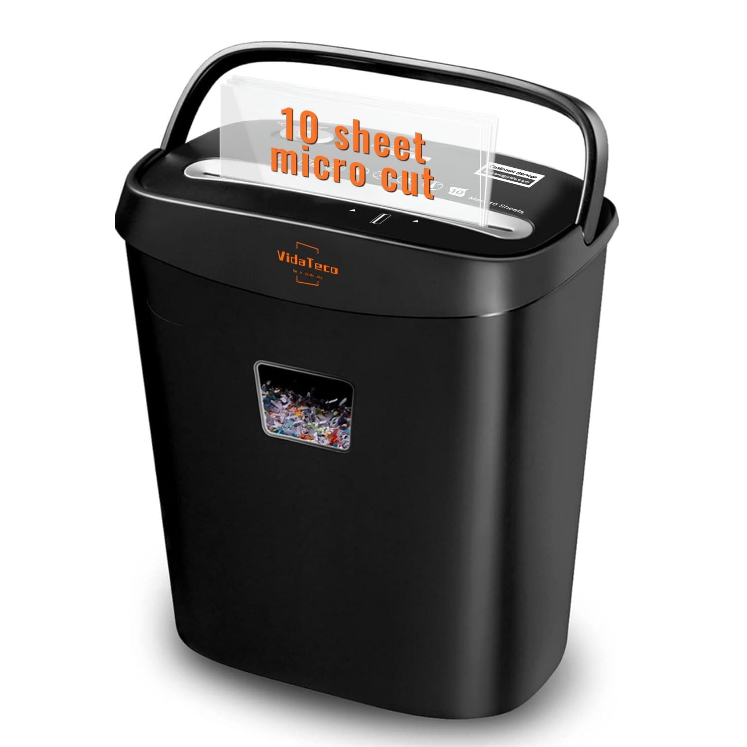 Micro-Cut Paper Shredder, 10-Sheet Shreds Paper/Card/Staple/Clip Paper Shredder for Home Office Use, Security Level P-4 Jam Proof System 15L Liftout Basket