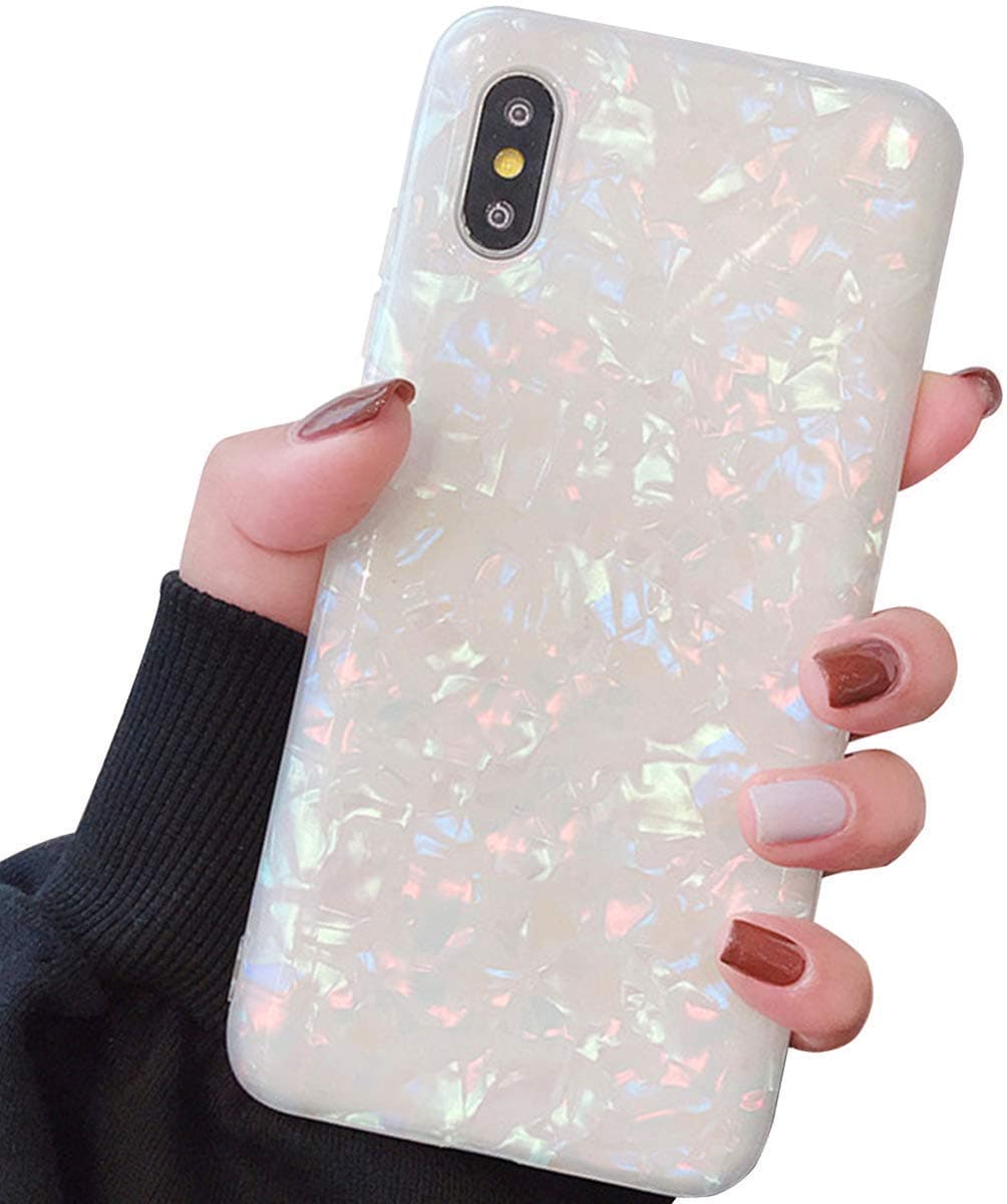 Compatible with iPhone Xs Max Cases Cute,Glitter Phone Case Girls Women Pretty Design Protective Slim Shockproof Pearly-Lustre Shell Bumper Soft Silicone TPU Cover for iPhone Xs Max Colorful