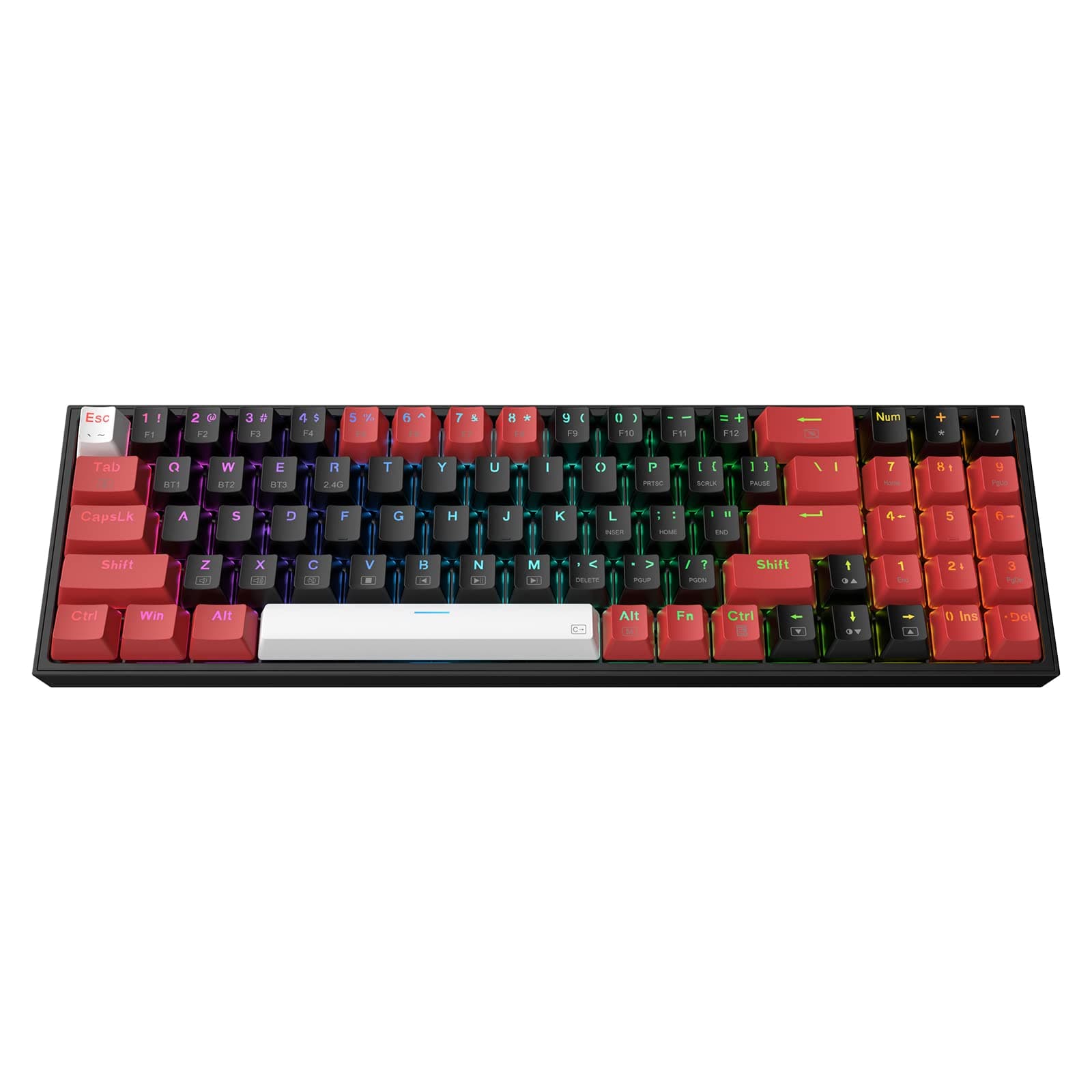 K628 PRO 75% 3-Mode Wireless RGB Gaming Keyboard, 78 Keys Hot-Swappable Compact Mechanical Keyboard w/Hot-Swap Free-Mod PCB Socket, Dedicated Arrow Keys & Numpad, Red Switch