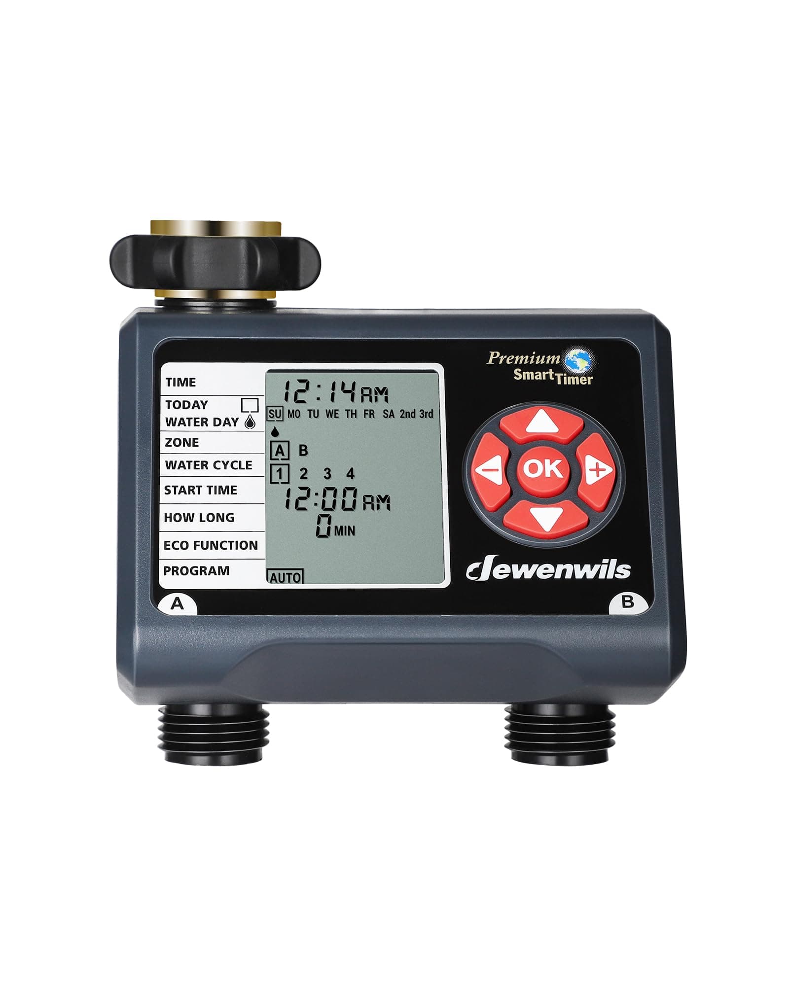 DEWENWILS Water Timer, Outdoor Sprinkler Garden Hose Timer Programmable with 2 Independent Controlled Outlets, Automatic Faucet Watering Timer for Yard Lawn Irrigation, Auto Manual Rain Delay ECO Mode