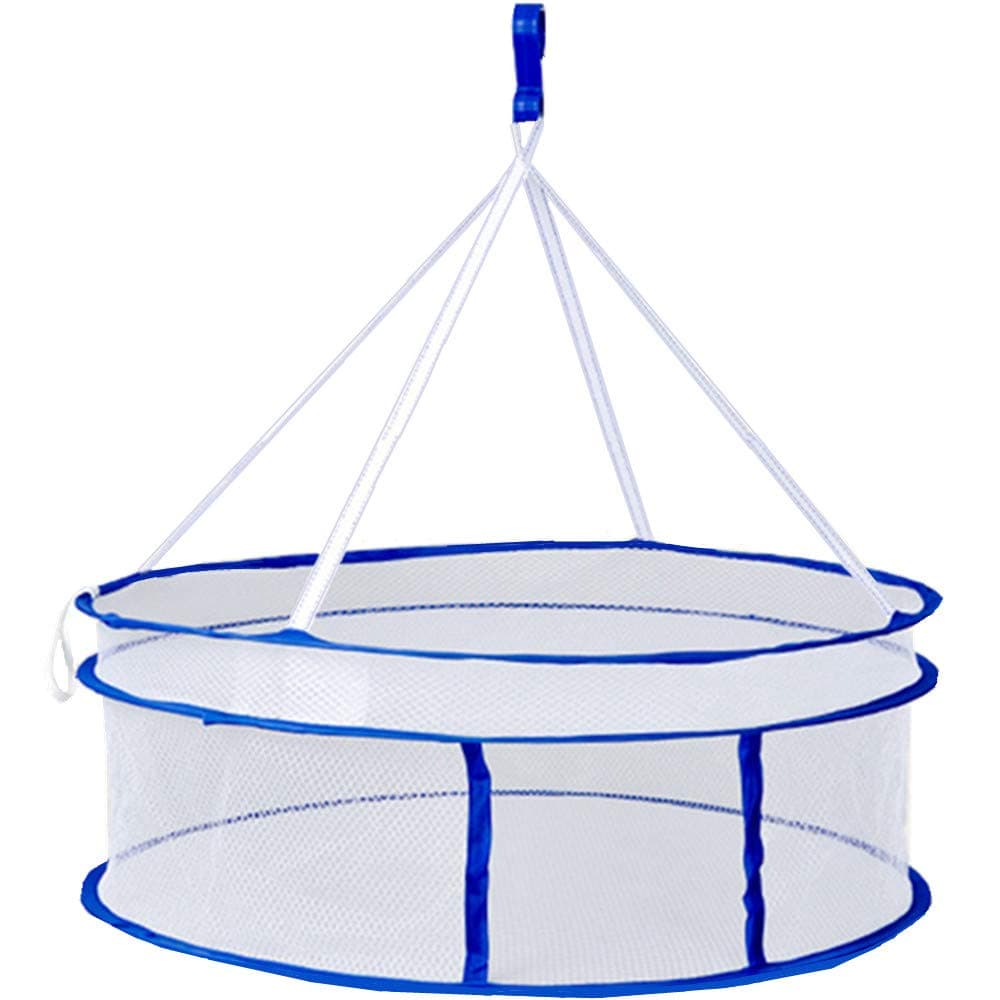 White Mesh Hanging Flat Clothes Drying Rack Herb Dry Net 2 Layer Collapsible Toys Dryer