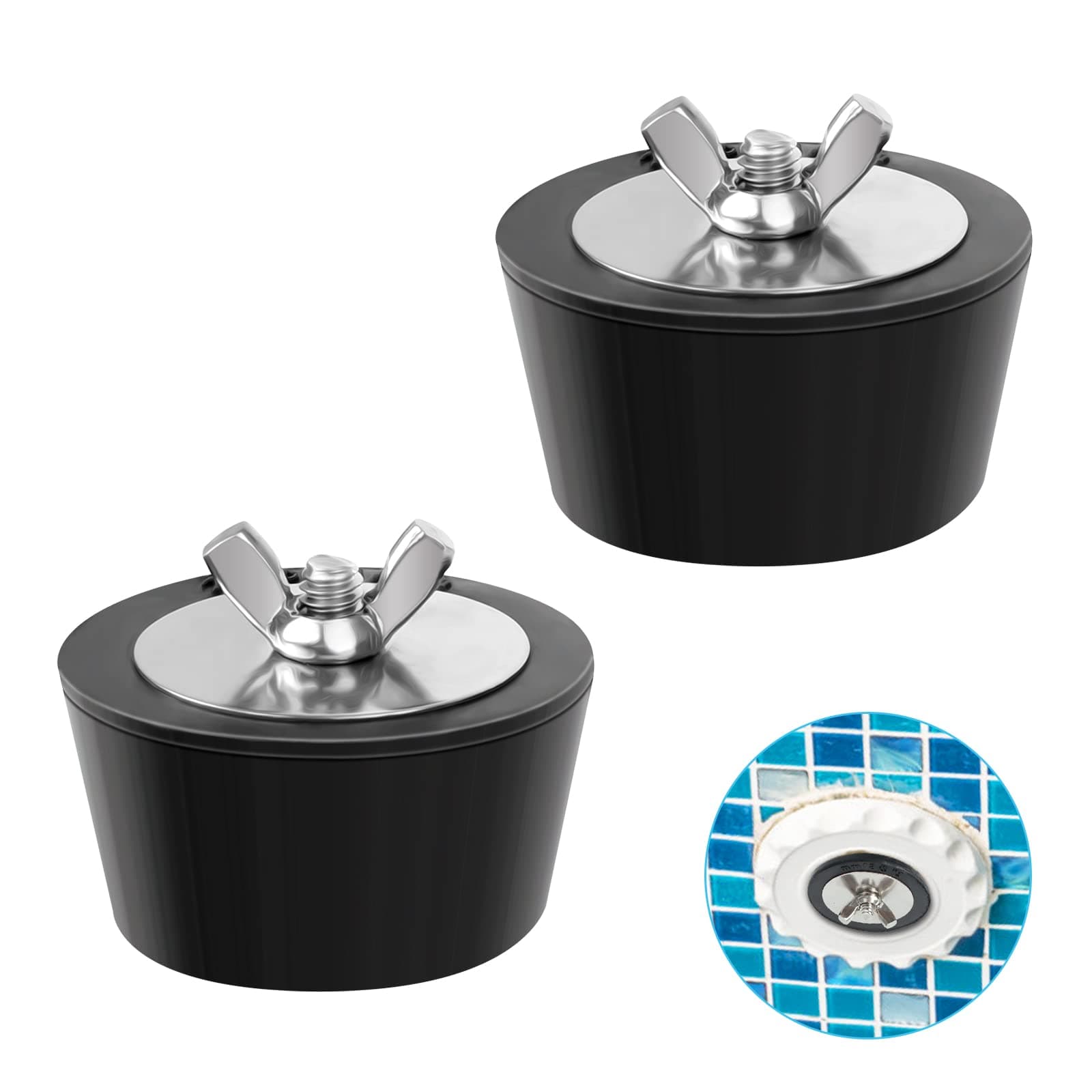 Guichangkai 2Pcs Pool Winterizing Plug 51mm/2inch Winter Rubber Plug Pool Winter Plug Winterizing Expansion Plug with Metal Bolts to Prevent Frost Damage to Swimming Pool Drain Pipelines