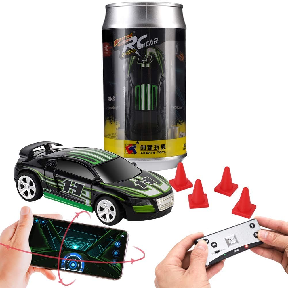 ZHFUYS Remote Control car, Gravity Sensor Control, Remote Control, Mobile Phone Control 3 Modes of RC Car, Creative Coke can Pocket Racing, 2.4G (Black)