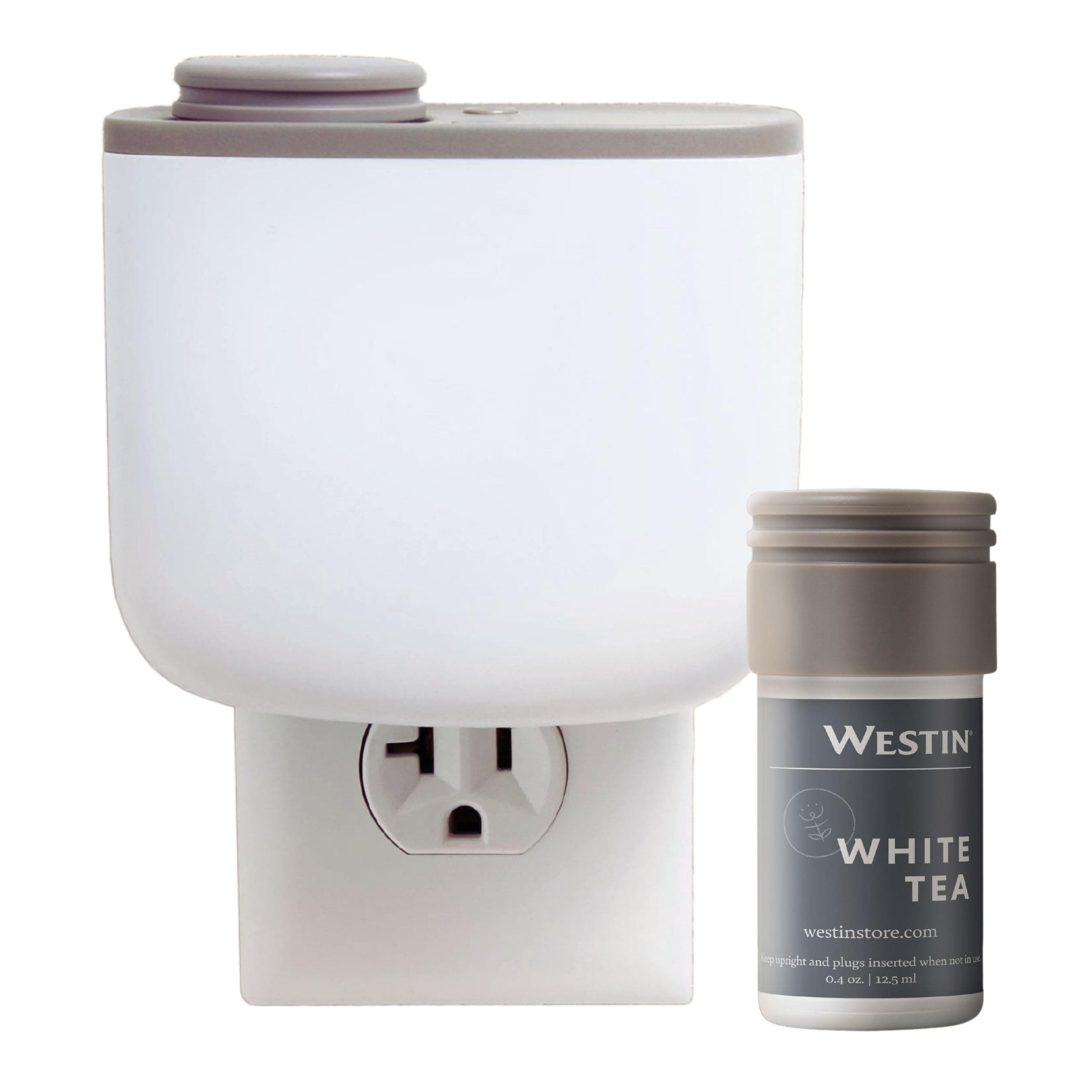 Mini Home Diffuser & Fragrance Refill - Plug in Wall Diffuser - Luxury Hotel Collection - Aromatherapy - Notes of White Tea, Cedar, Vanilla - Signature White Tea Scent