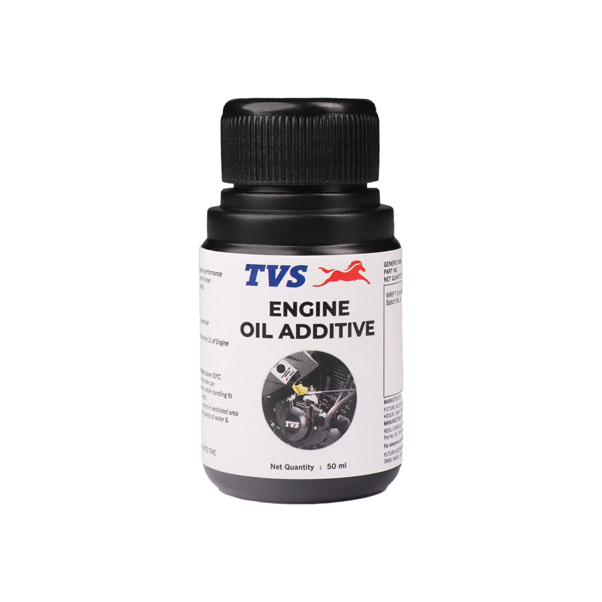 TVS Engine Oil Additive 50ml for Bikes, Effective Engine Lubrication, Anti Friction Additive, Seamless Power Transmission |Compatible with Petrol & Diesel Engines|Enhances Engine Efficiency