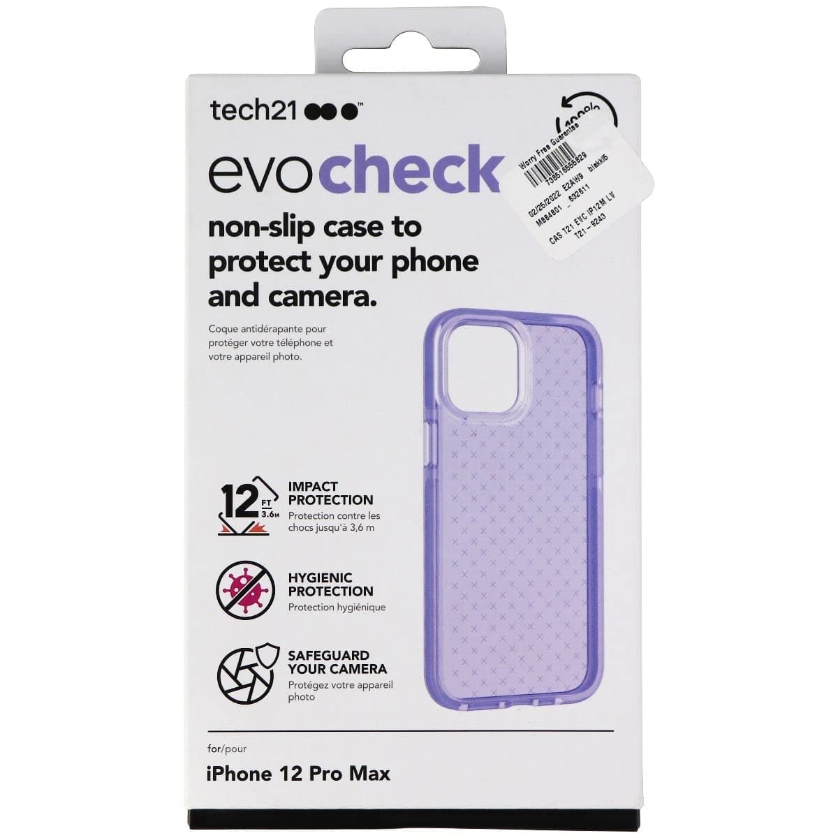 Tech21Evo Check Gel Case for Apple iPhone 12 Pro Max - Lavender