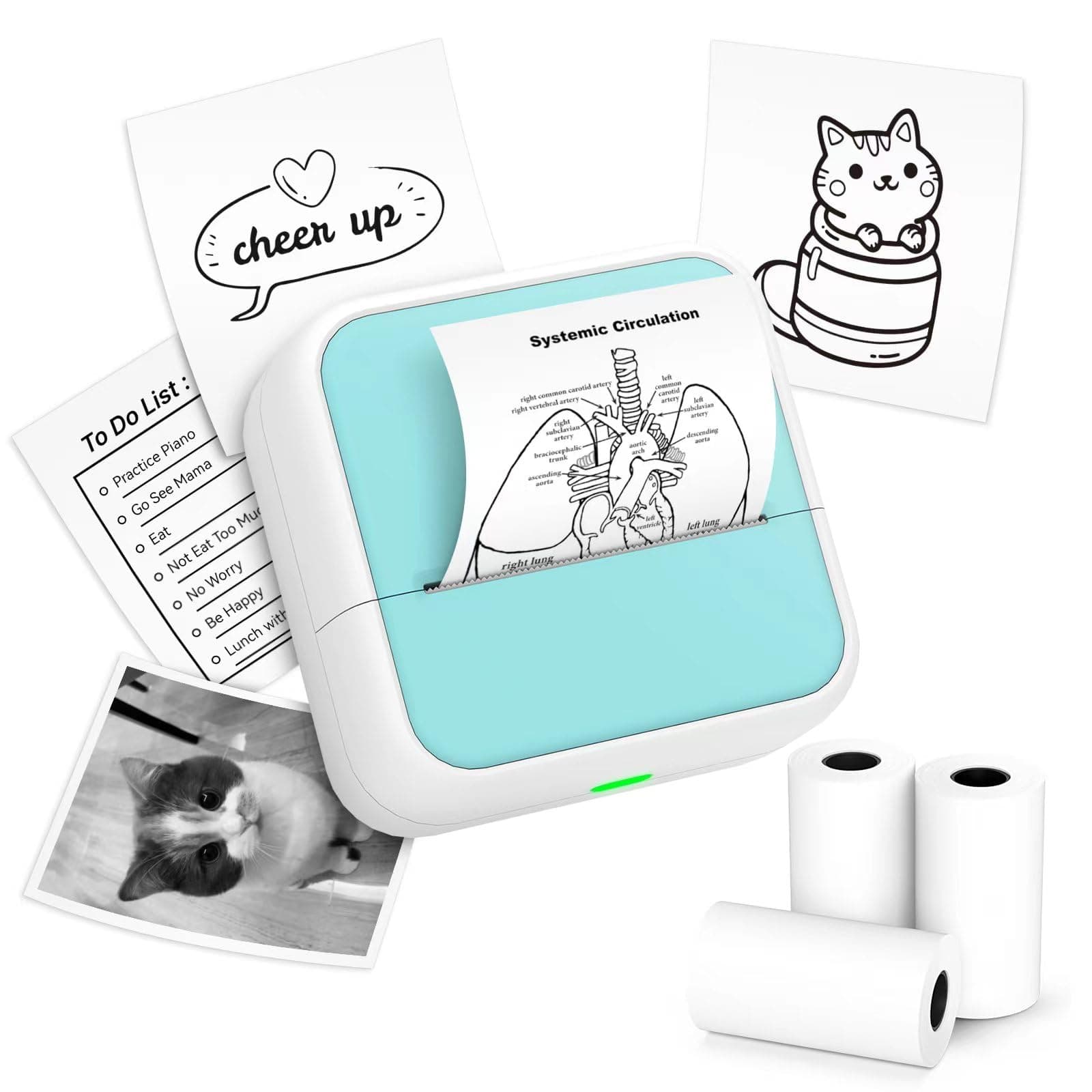Sticker Printer - Printpods Mini Printer with Stickers, Print Pod, Bluetooth Inkless Printers, Sticker Maker, Portable Thermal Printer for iphone, Impresora Portátil for Notes, Journal, DIY, Kids Gift