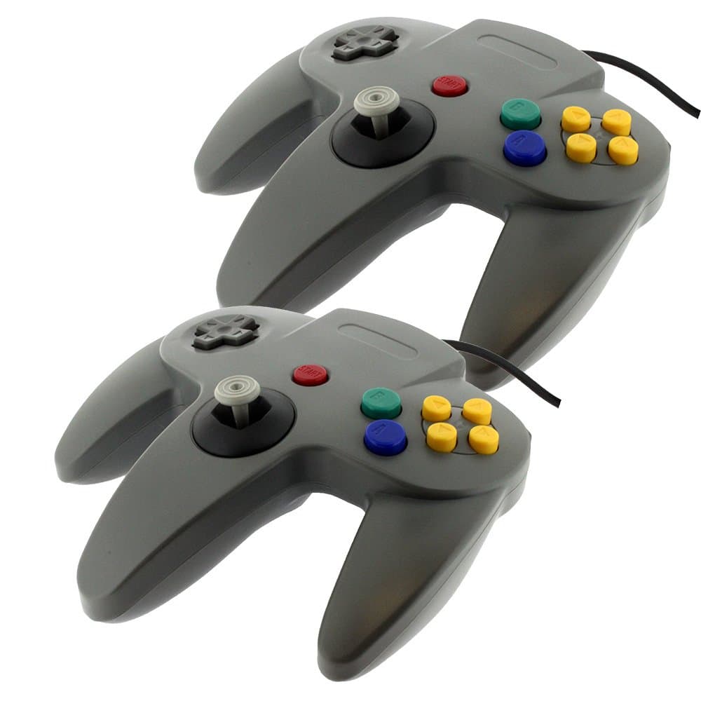 TekDeals 2 x Replacement Nintendo 64 Classic Controller Wired Long Handle Joystick Gamepad for N64 Game Consoles (Gray)