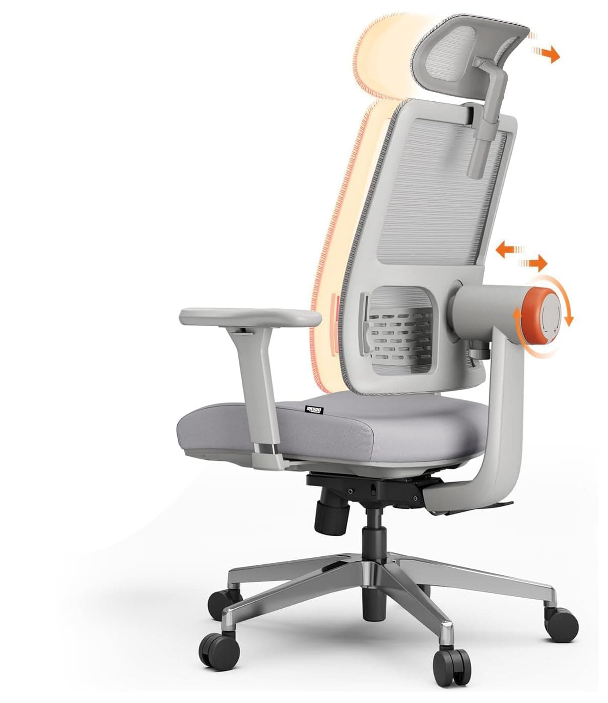 Ergonomic Office Chair for Work from Home, High Back Computer Chair with Adaptive Lumbar Support, 4D Armrest, Recline, Adjustable Height & Headrest, Mesh Chair for Office/Home (Grey)