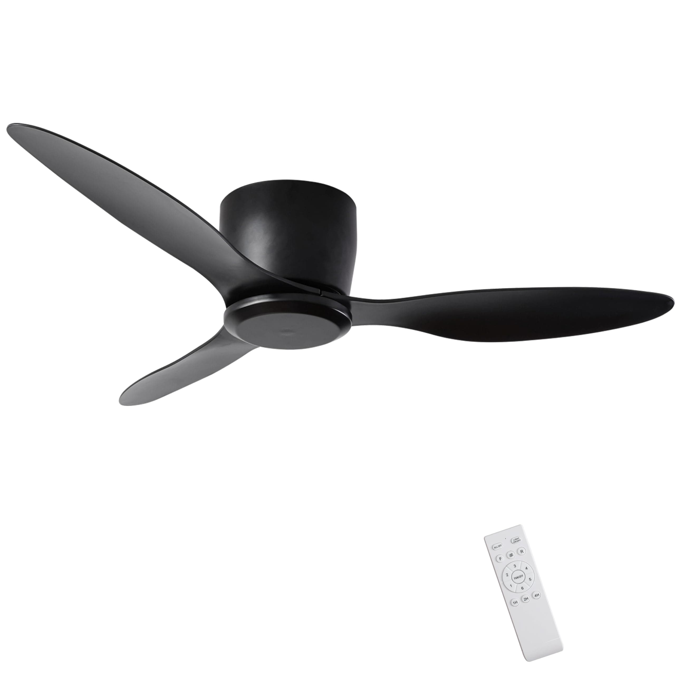 flysclean Ceiling Fan No Light with Remote Control, 42"" Modern Timer Ceiling Fans Without Light with 3 Blades, 6-Speed Noiseless Reversible DC Motor for Patio Living Room Bedroom Black