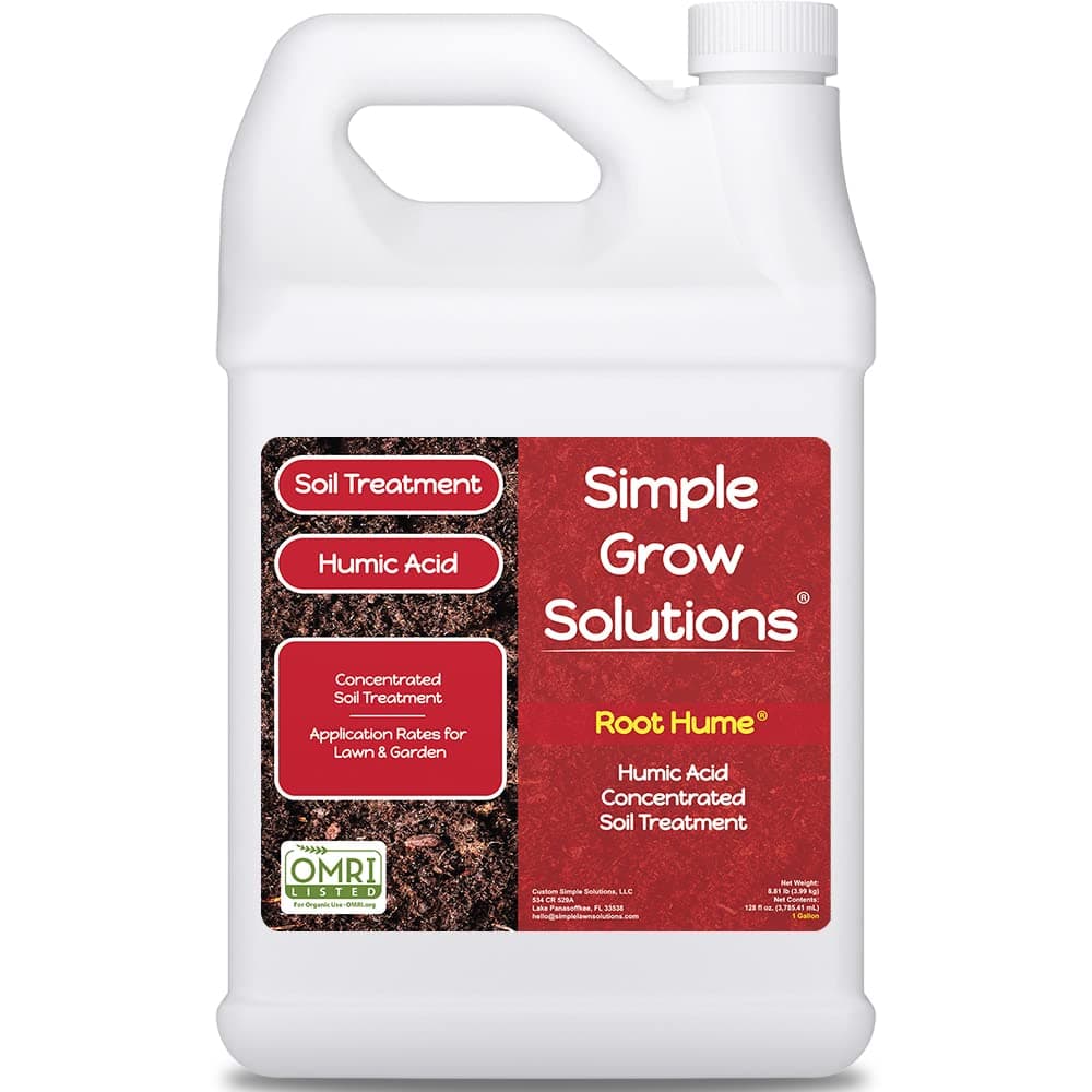 Humic Acid Blend for Lawn and Garden - Root Hume - Concentrated Liquid Soil Conditioner for All Grass Types -Simple Lawn Solutions- OMRI Organic - Use with Fertilizer Program (1 Gallon)