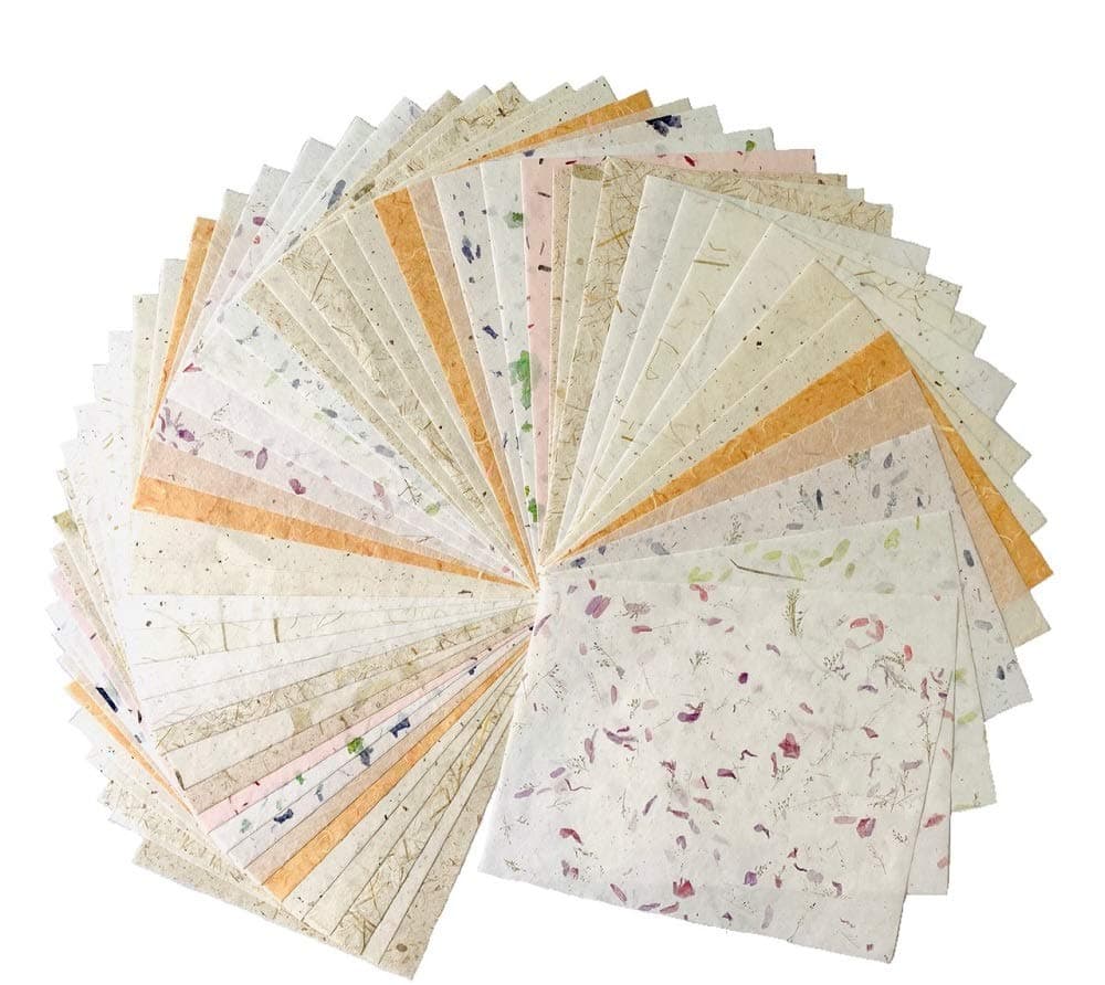 50 Sheets Size A4 Thin Mulberry Paper Sheets Design Craft Handmade Art Origami Washi Unryu Suppliers (Tamarind Leaves,Onion,Banana Tree Fiber,Rice Straw etc.)