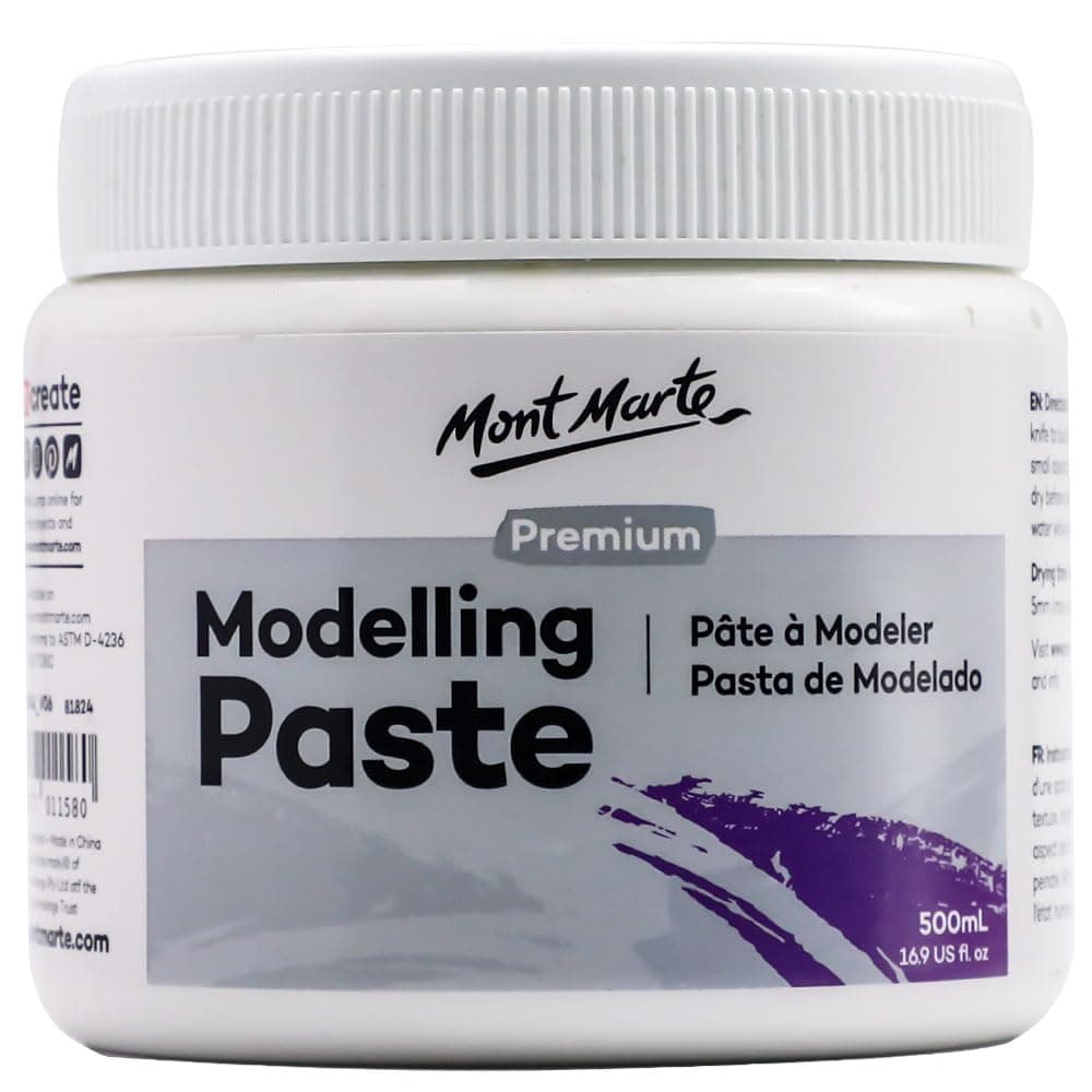 Mont Marte Modelling Paste 500ml – White – Ideal for 3D effects – Suitable for Acrylic Painting and Oil Painting – Texture Paste for Canvas
